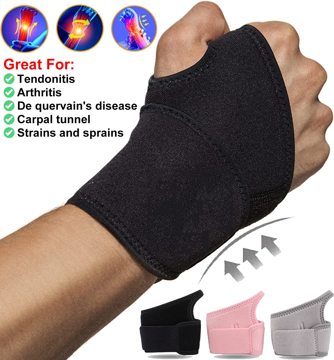 Muñequeras Soporte De Mano Para Túnel Carpiano Artritis Alivio Del Dolor Sports