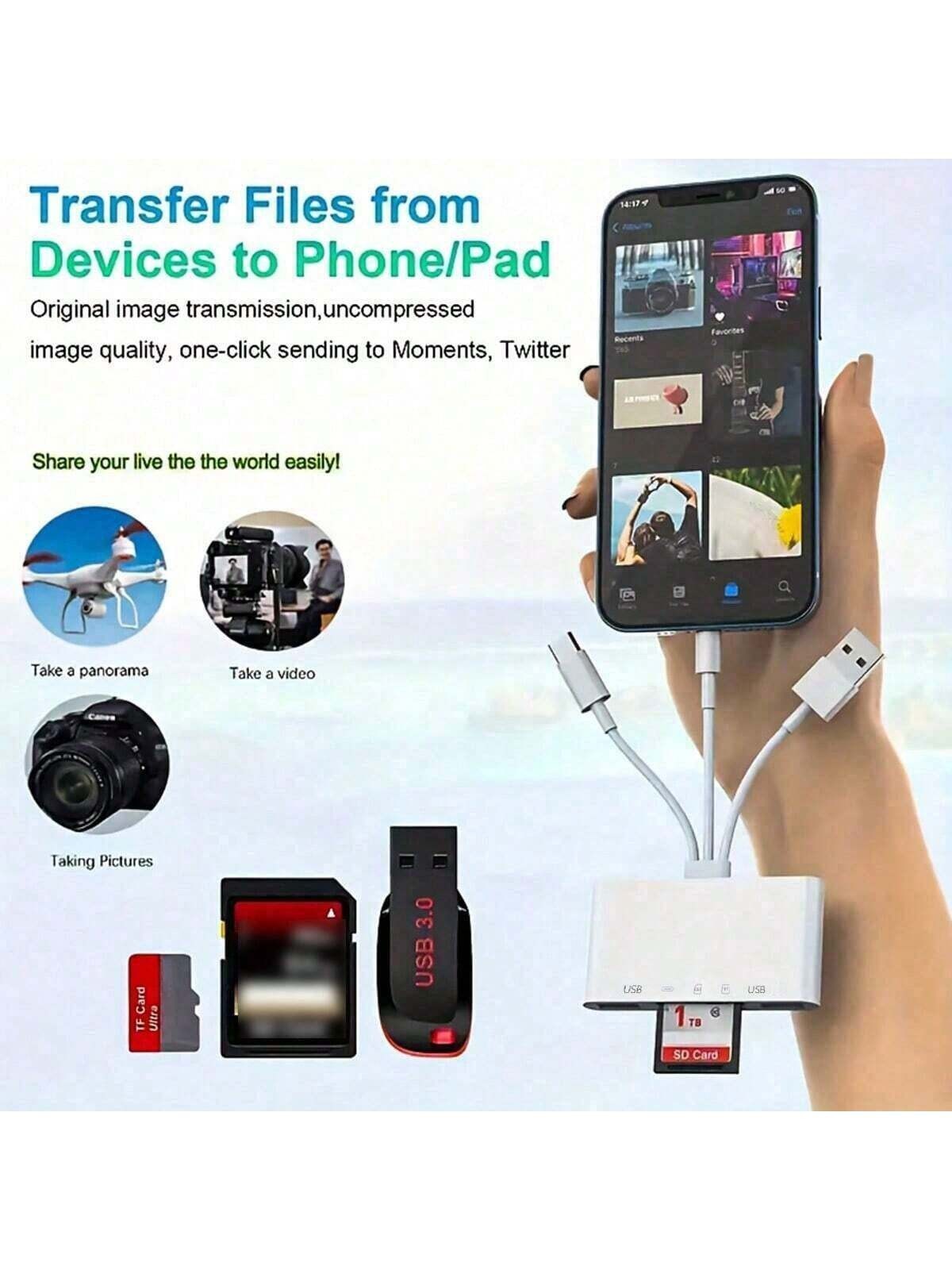 5 in 1 Memory Card Reader USB 3.0 OTG Adapter SD Card Reader For iPhone/iPad
