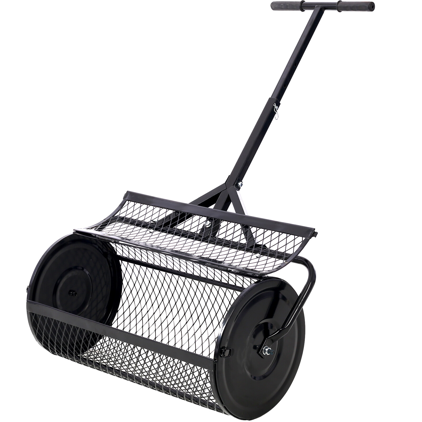 24 Inch Compost Spreader Peat Moss Spreader for Planting Seeding Metal Spreader