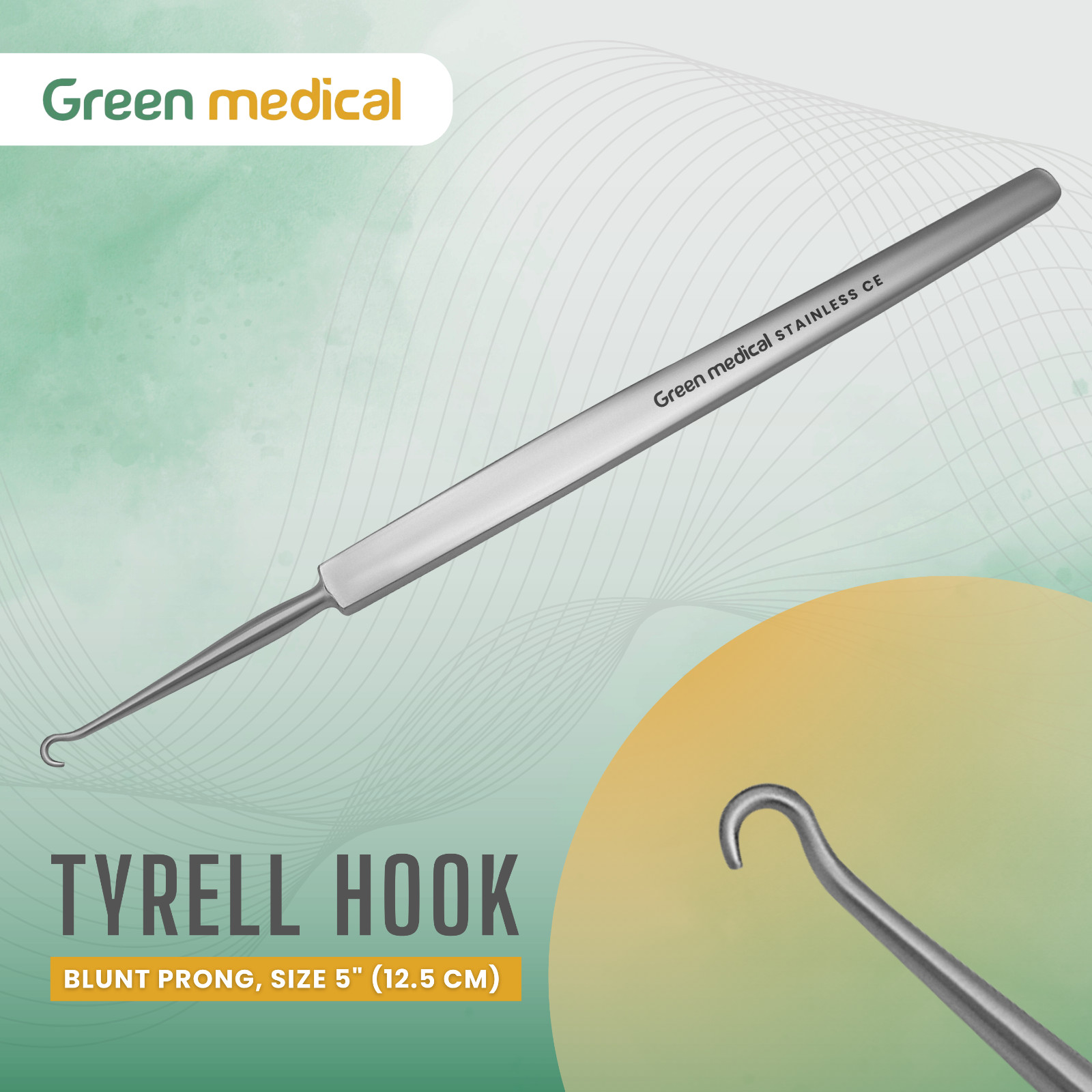 Tyrell Skin Hook, 5", Delicate 1 Blunt Point, Premium German Stainless