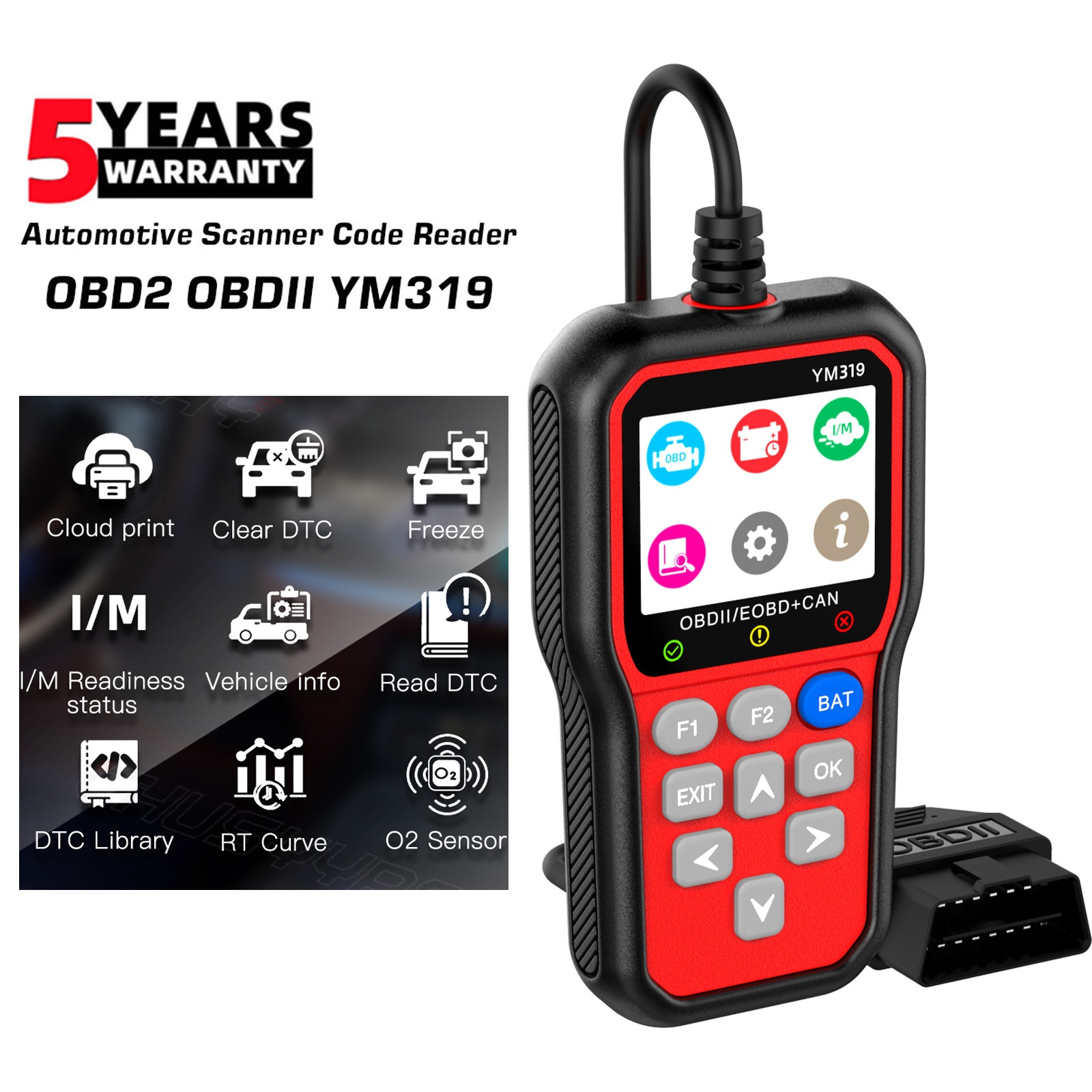 OBD2 Scanner Code Reader Check Engine Fault Car Diagnostic Tool YM319