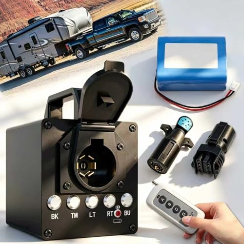 Portable Trailer Light Tester Box, Wireless Remote Control Operation, Black