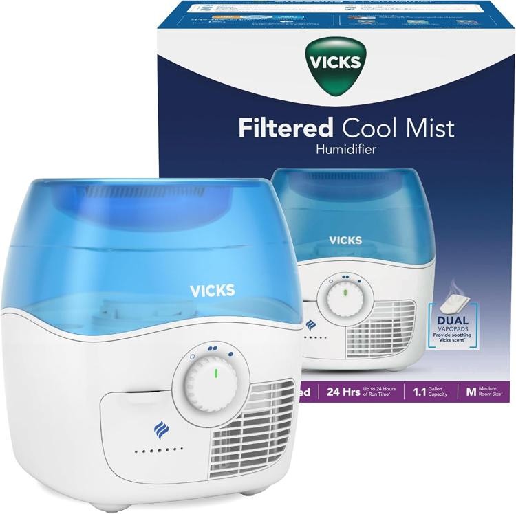 Vicks Filtered Cool Mist Humidifier, Medium Room, 1.1 Gallon Tank - Humidifier f