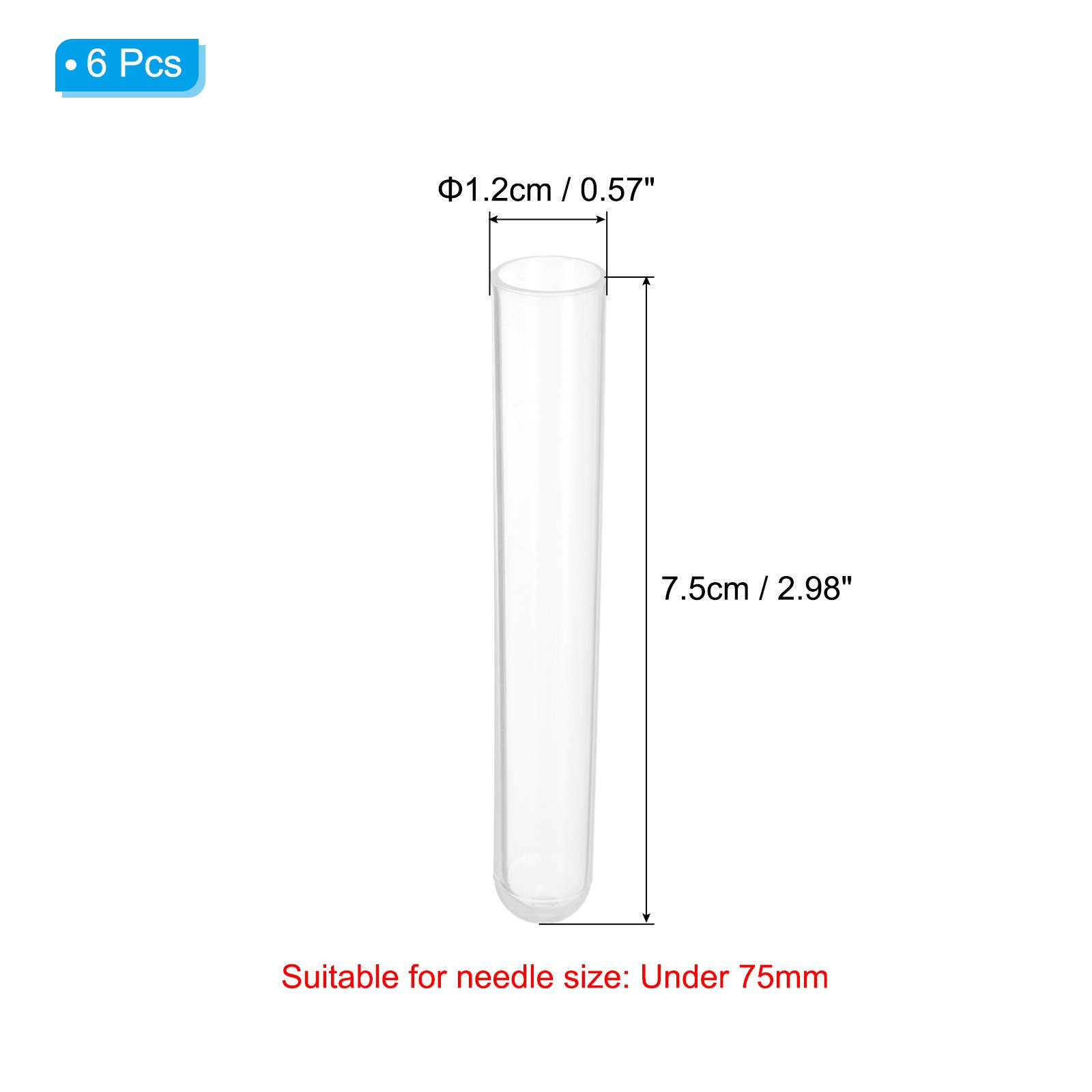 3" Length Plastic Sewing Needle Storage Holder, 6 Pcs Matte Pin Tube White