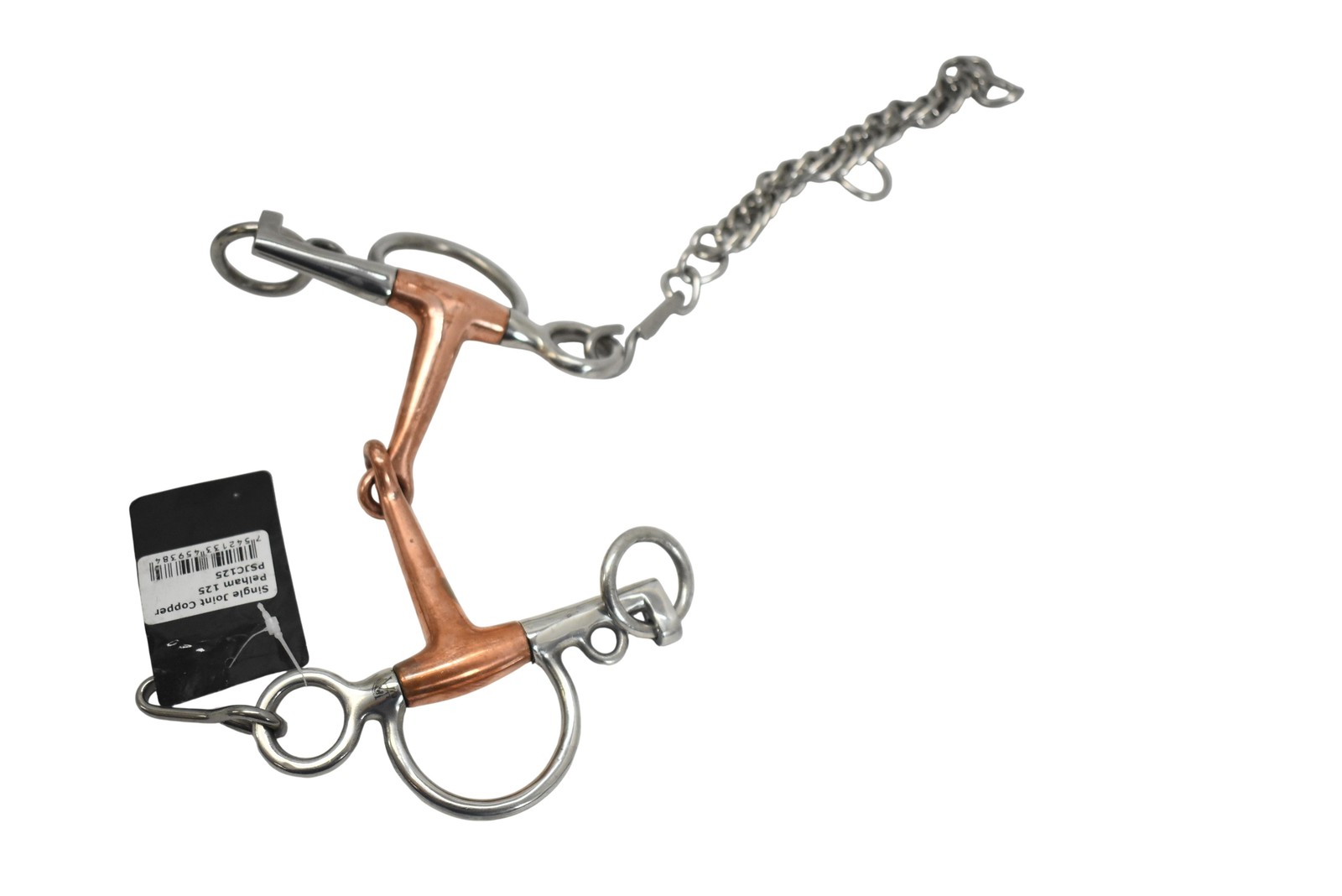 Jake Adams Equestrian Single Joint Copper Pelham Bit 125mm Silver Curb Horse