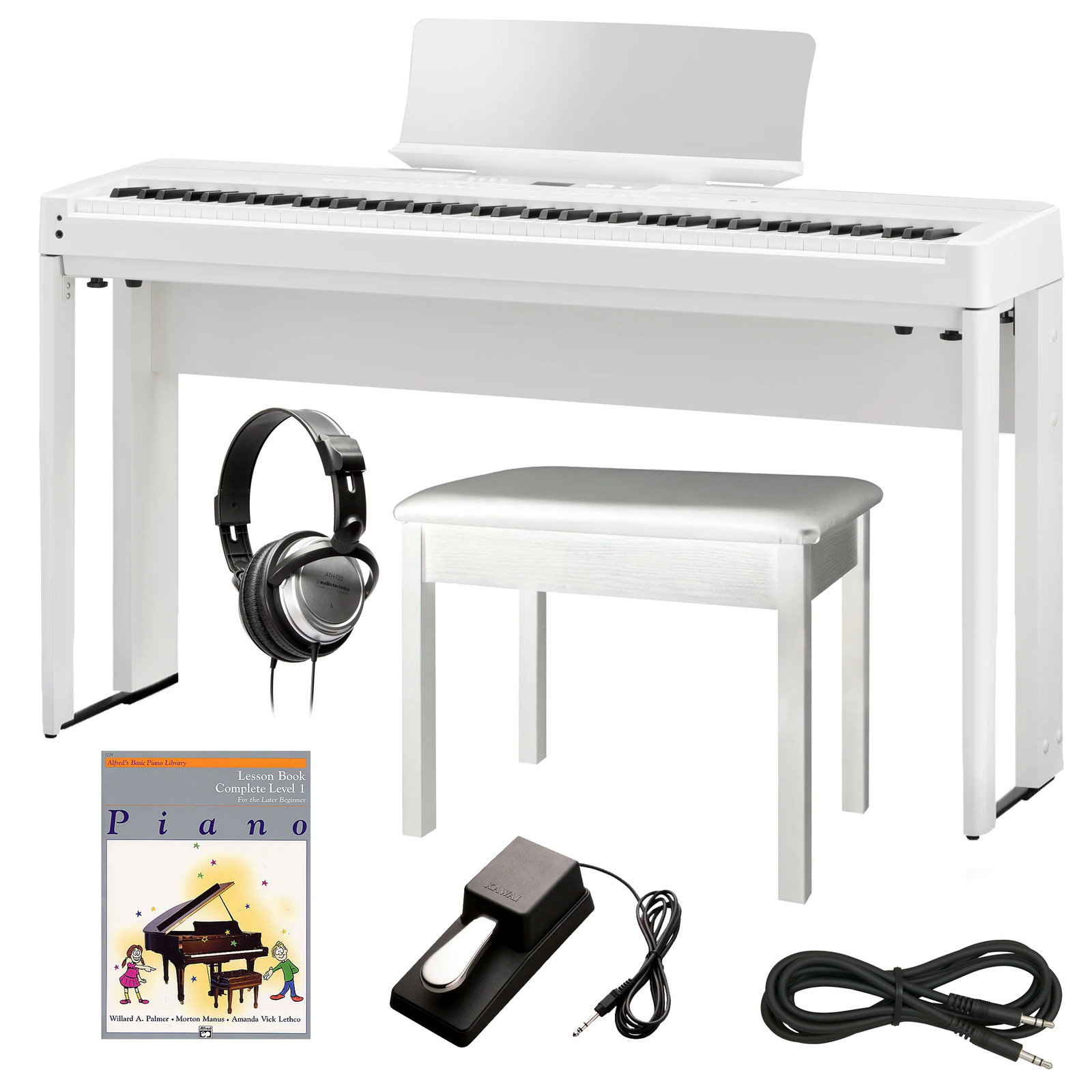 Kawai ES920 Portable Digital Piano - White HOME ESSENTIALS BUNDLE
