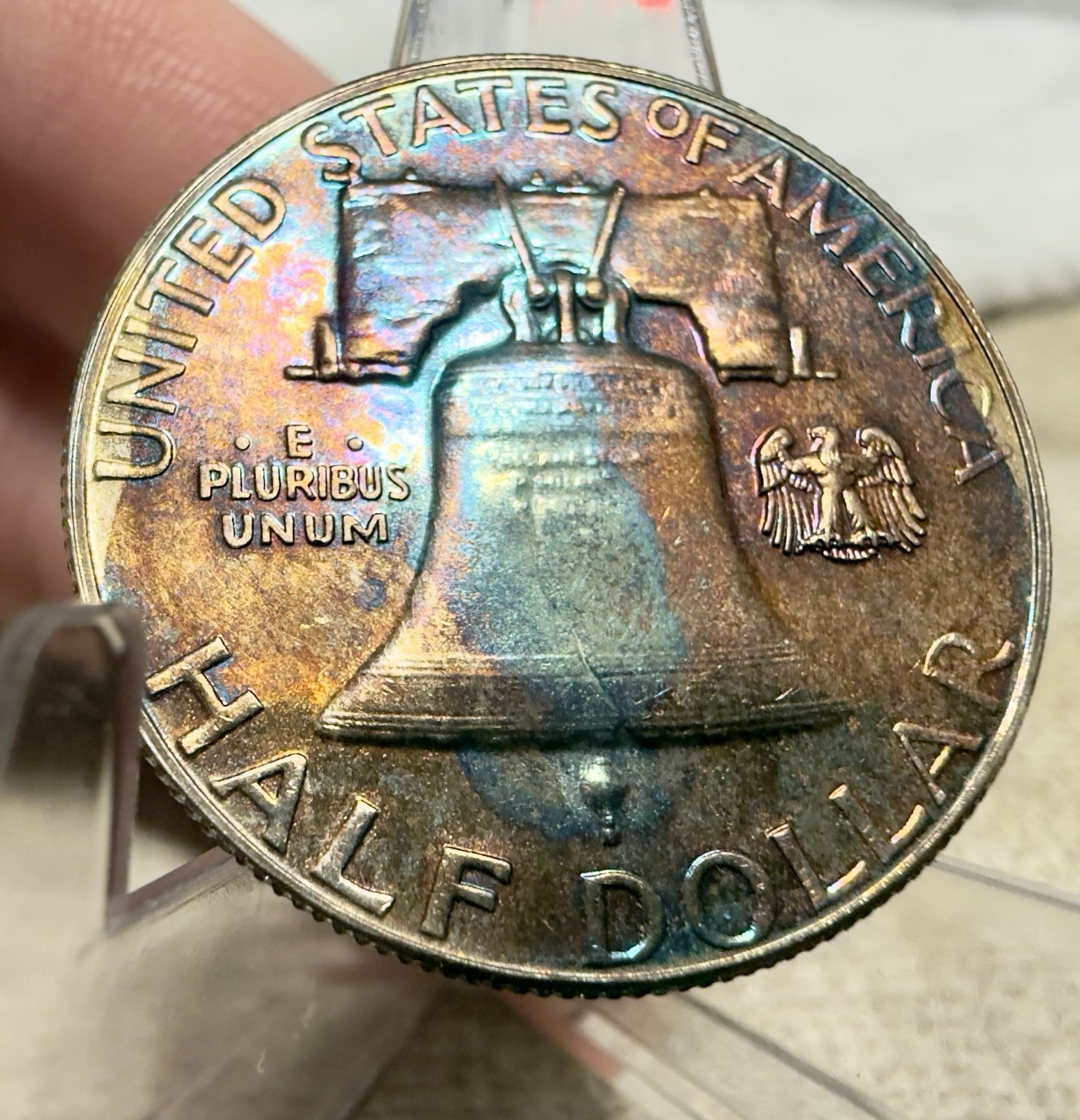 1963 Franklin Half Dollar Pristine Gem Proof Rainbow Toned