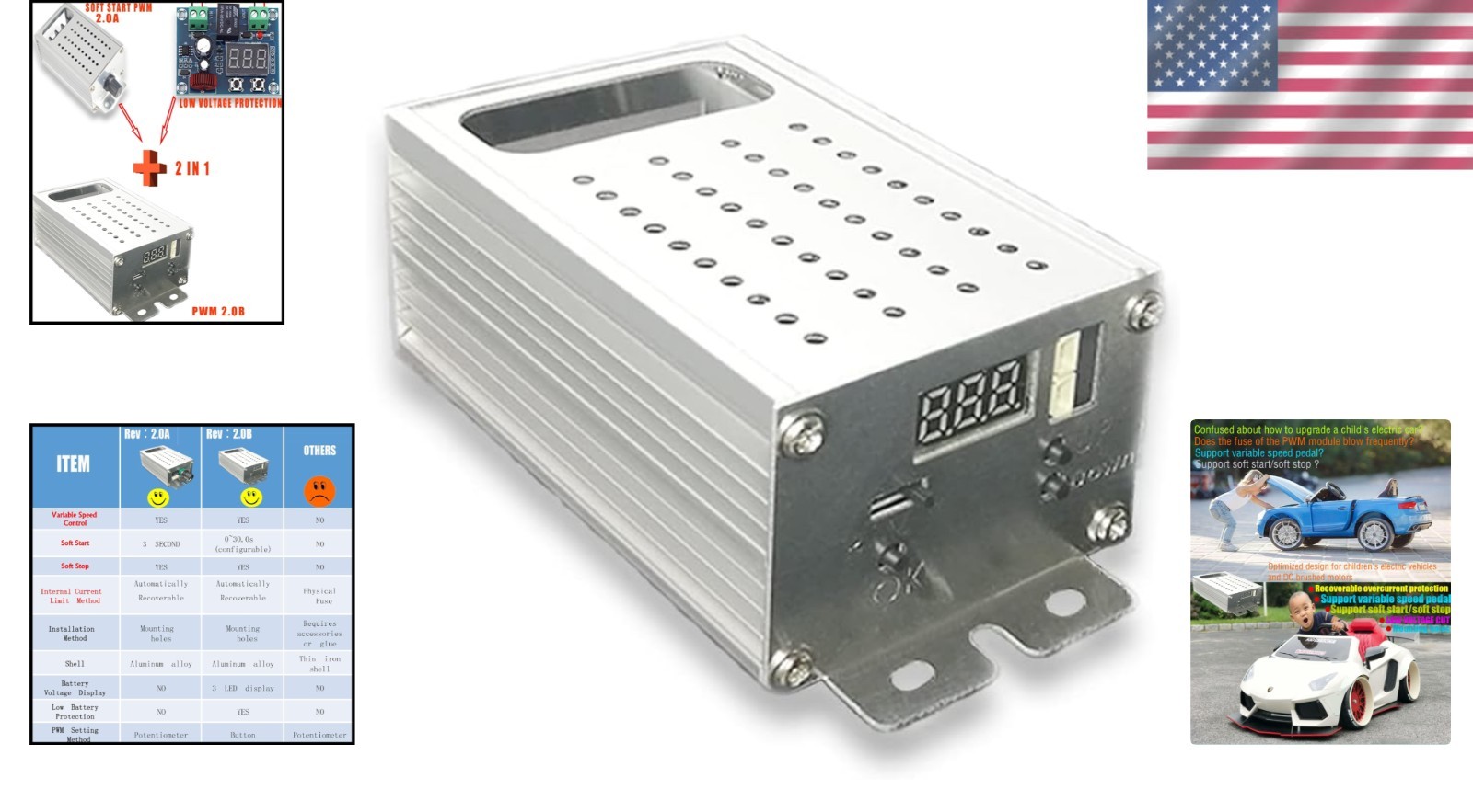 High-Performance 9-70V DC Motor Controller with Battery Protection & Soft Start