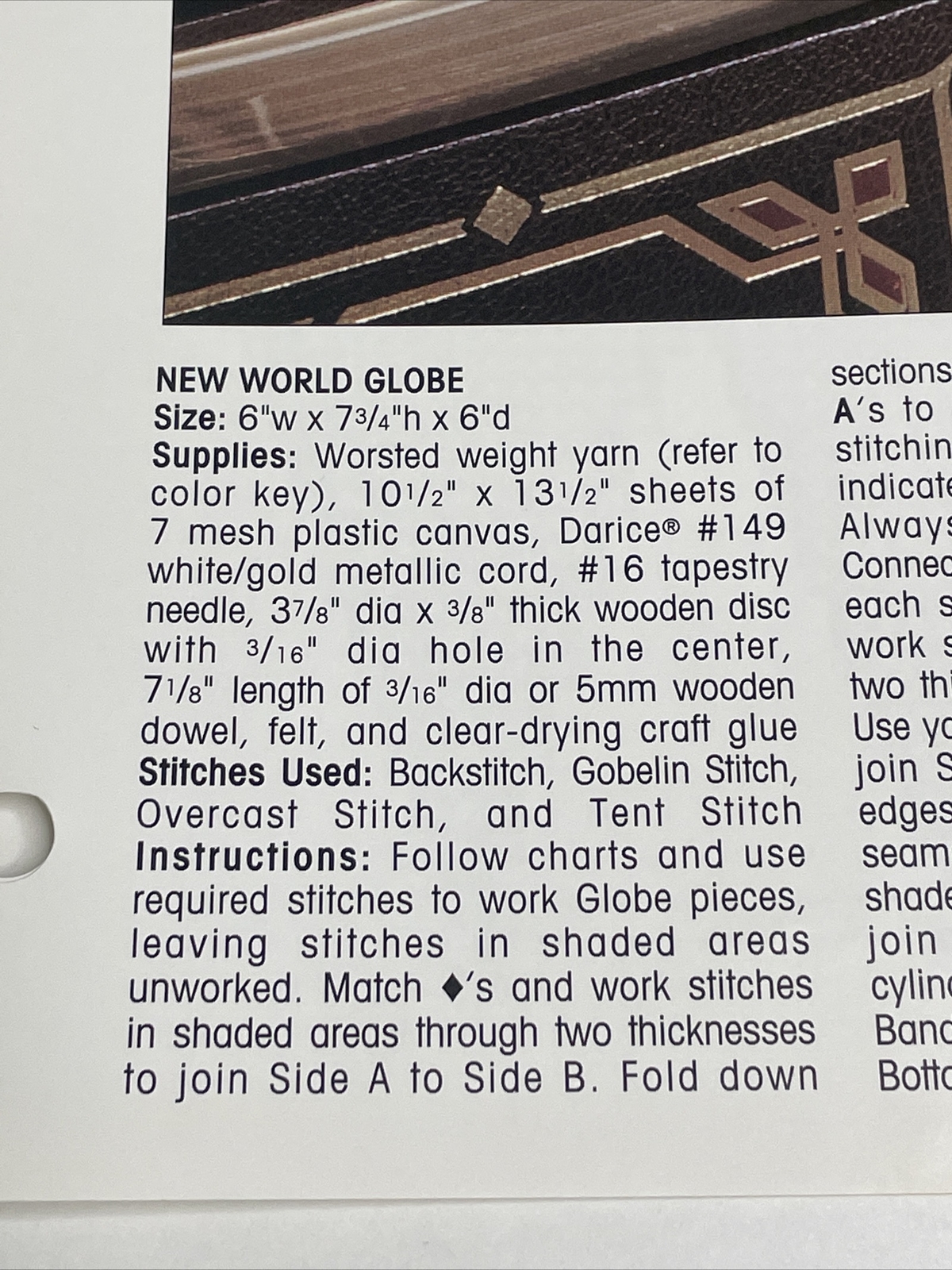 New World Globe Leisure Arts Plastic Canvas Pattern