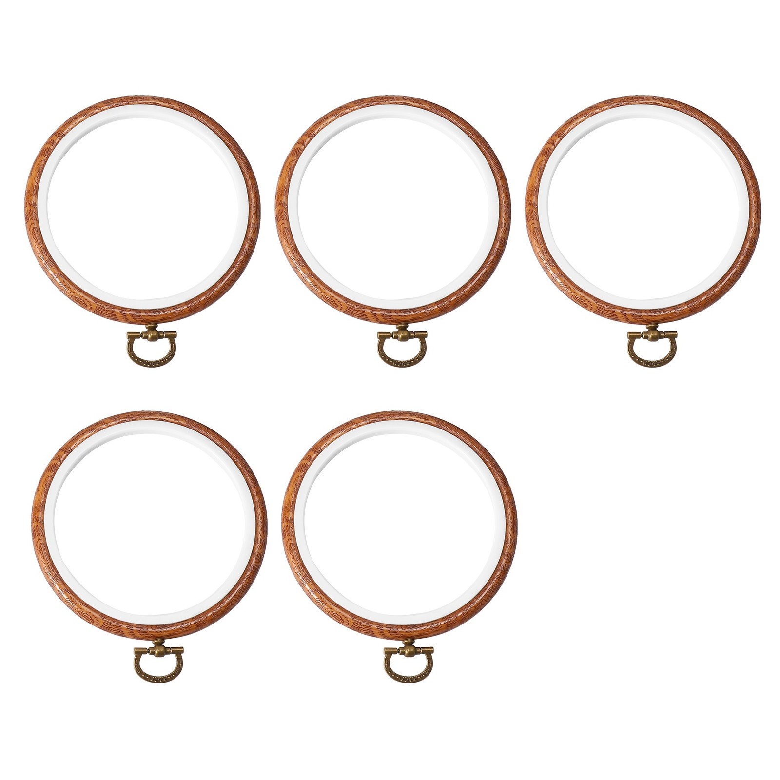 5Pcs Embroidery Hoops Imitated Wood Embroidery Circle Round Display Frame8749