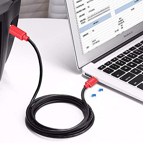 Tan QY Printer Cable 30Ft, USB 2.0 High Speed Gold-Plated Red, 30Ft
