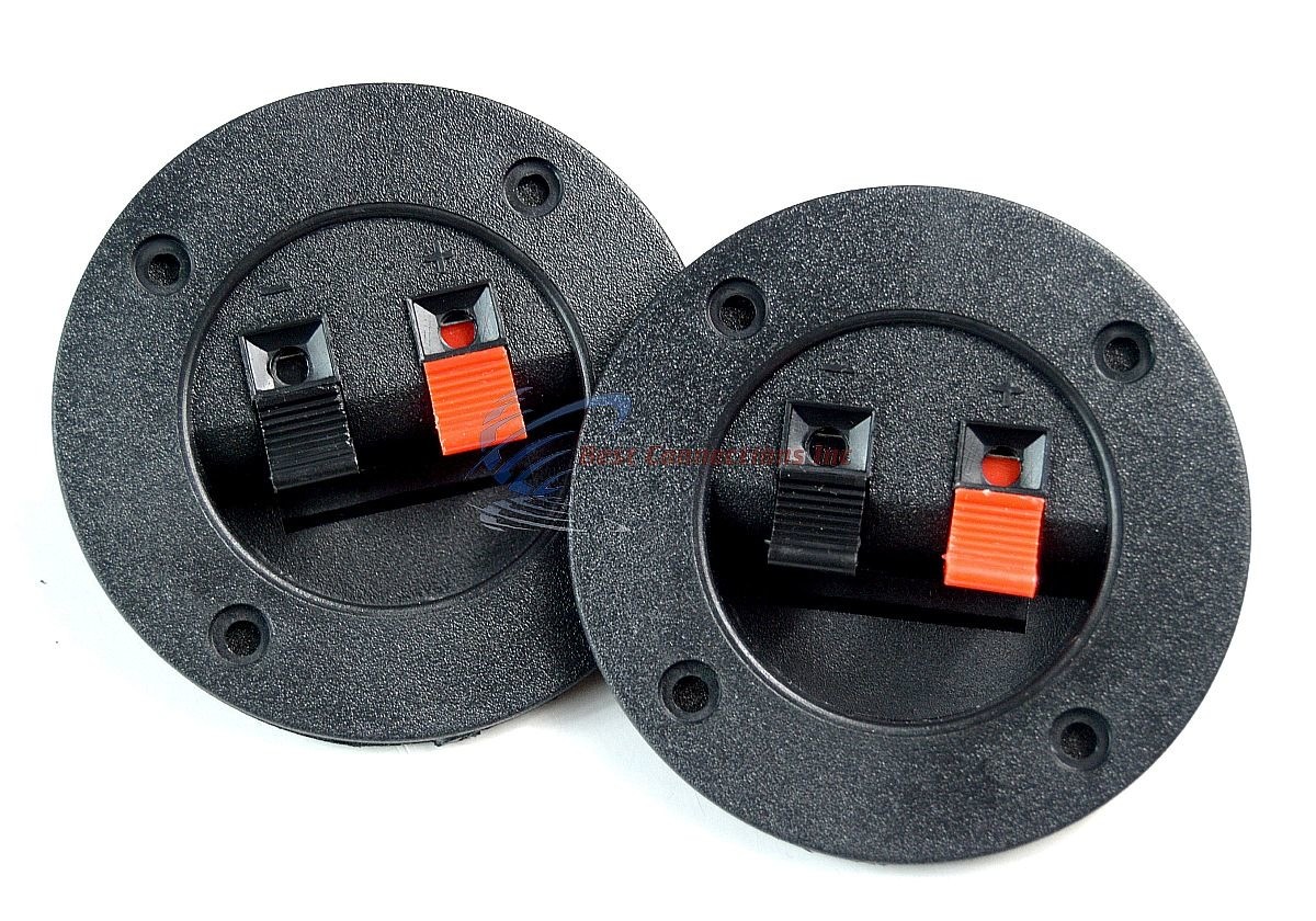 2 PCS Audiopipe Round Push Spring Terminal Cup Connector Speaker Subwoofer