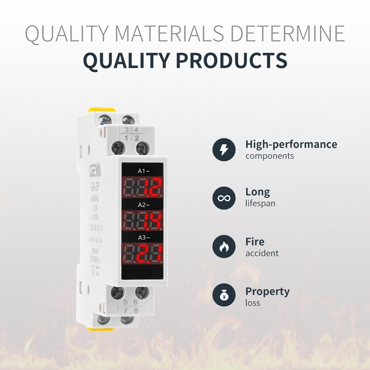 GEYA Single Three Phase Modular Current Meter LED Display AC 0A-100A 80V-500V