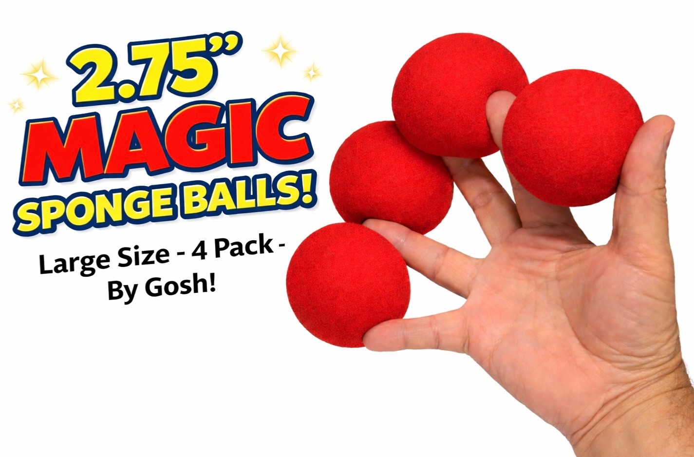 2.75" PRO BRIGHT RED SPONGE BALLS 4 Set Magic Trick Soft Foam Close Up Big Gosh