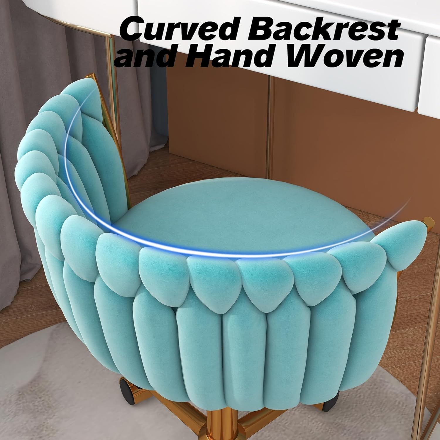 Velvet Woven Home Office Chair,Swivel Desk Chair with Wheels, Height Adjustable