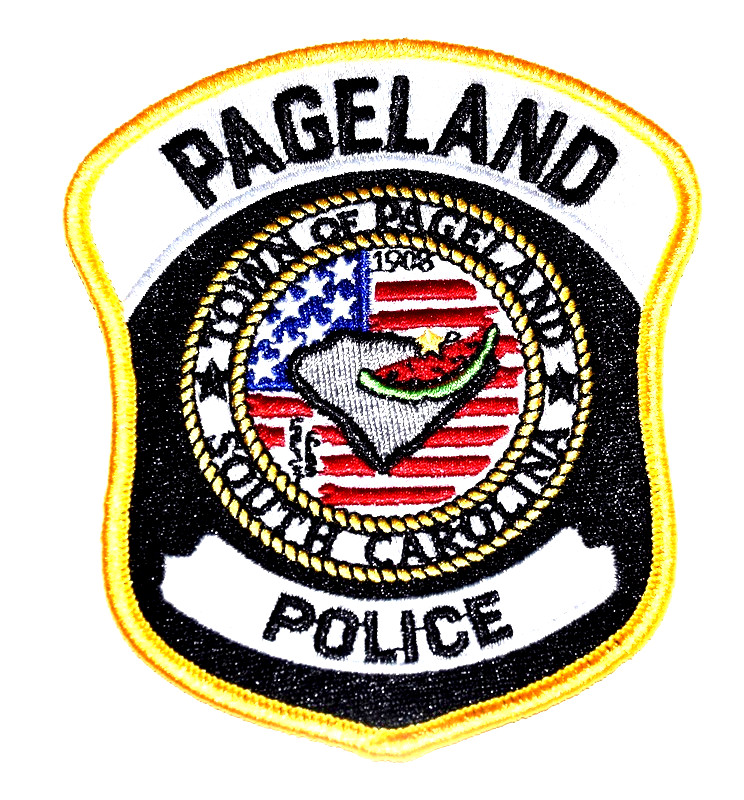 PAGELAND SOUTH CAROLINA Police Patch STATE SHAPE OUTLINE CITY STAR WATERMELON M1