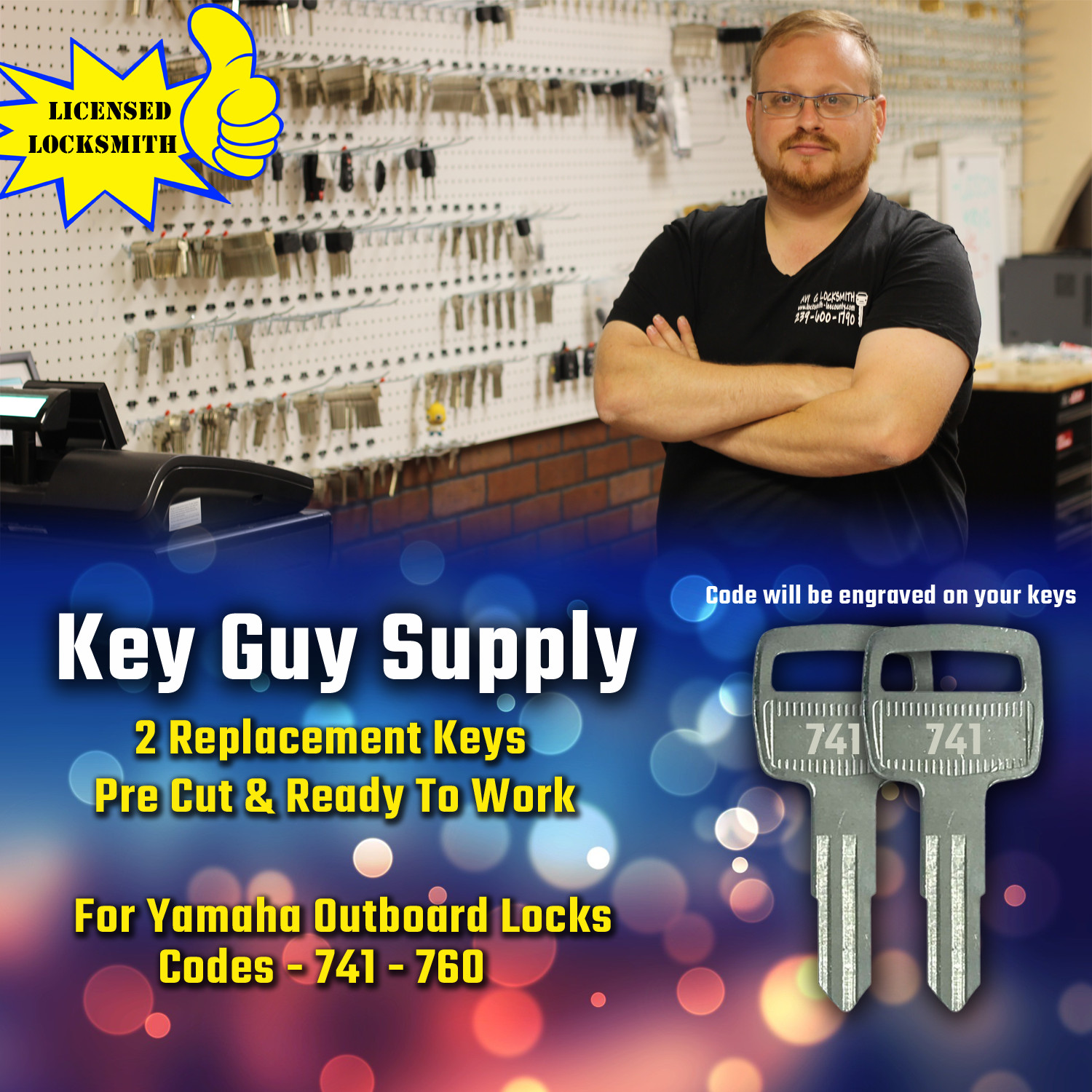 741-760. 2 New Keys For Yamaha / Marine Boats. Pre Cut To Your Code. Locksmith.
