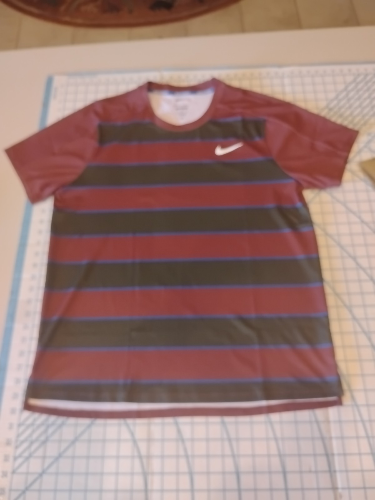 MENS MEDIUM NIKE COURT DRI-FIT ADV  WINE/BLUE/BLACK ATHLETIC TENNIS SHIRT - NWT