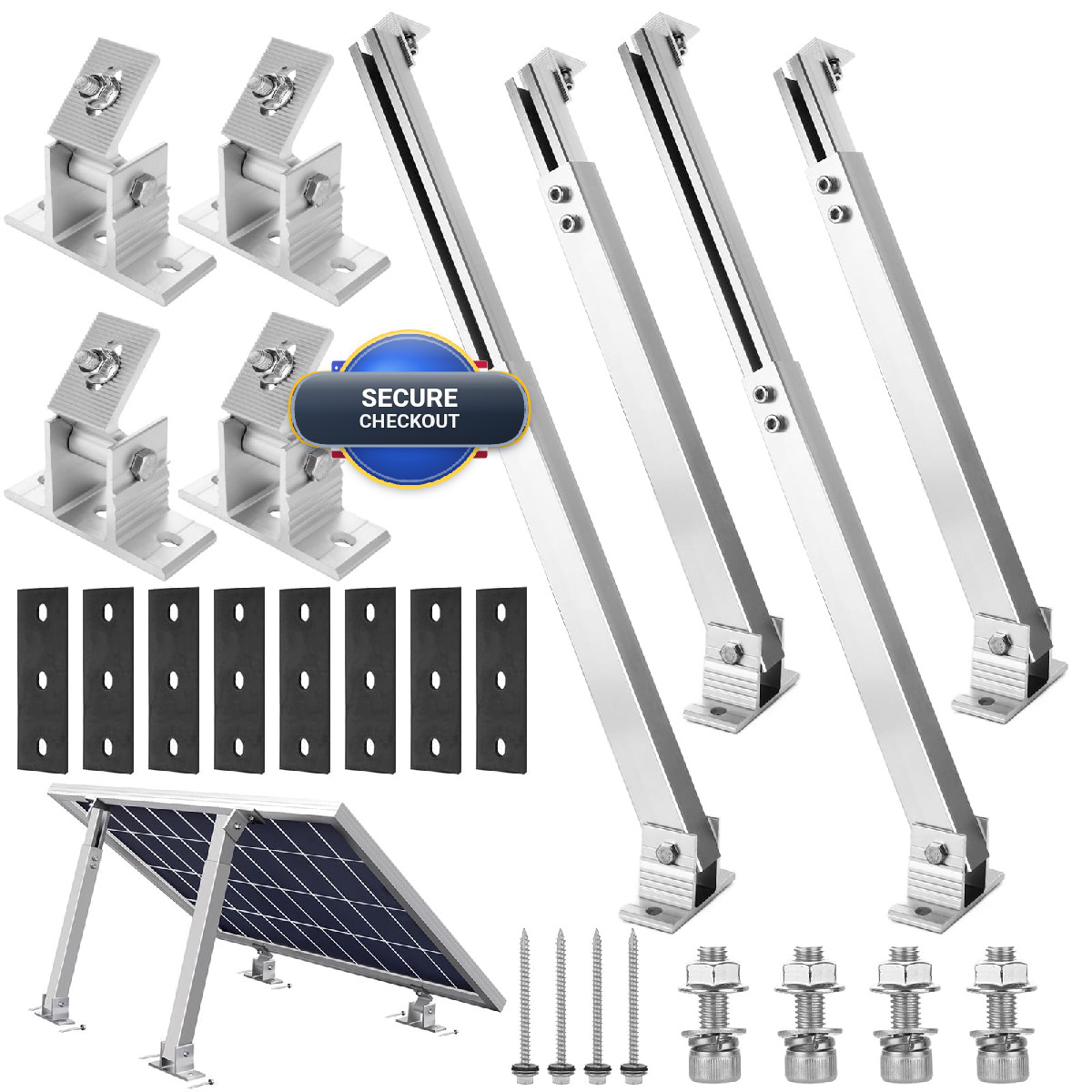 Oungy 2 Set Adjustable Solar Panel Tilt Mount Bracket Aluminum Alloy Solar