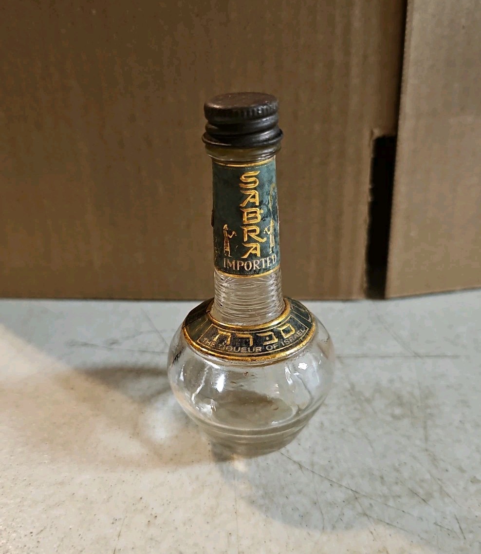 Vintage Sabra Liqueur Mini Glass Liquor Bottle EMPTY. Liquor Of Isreal