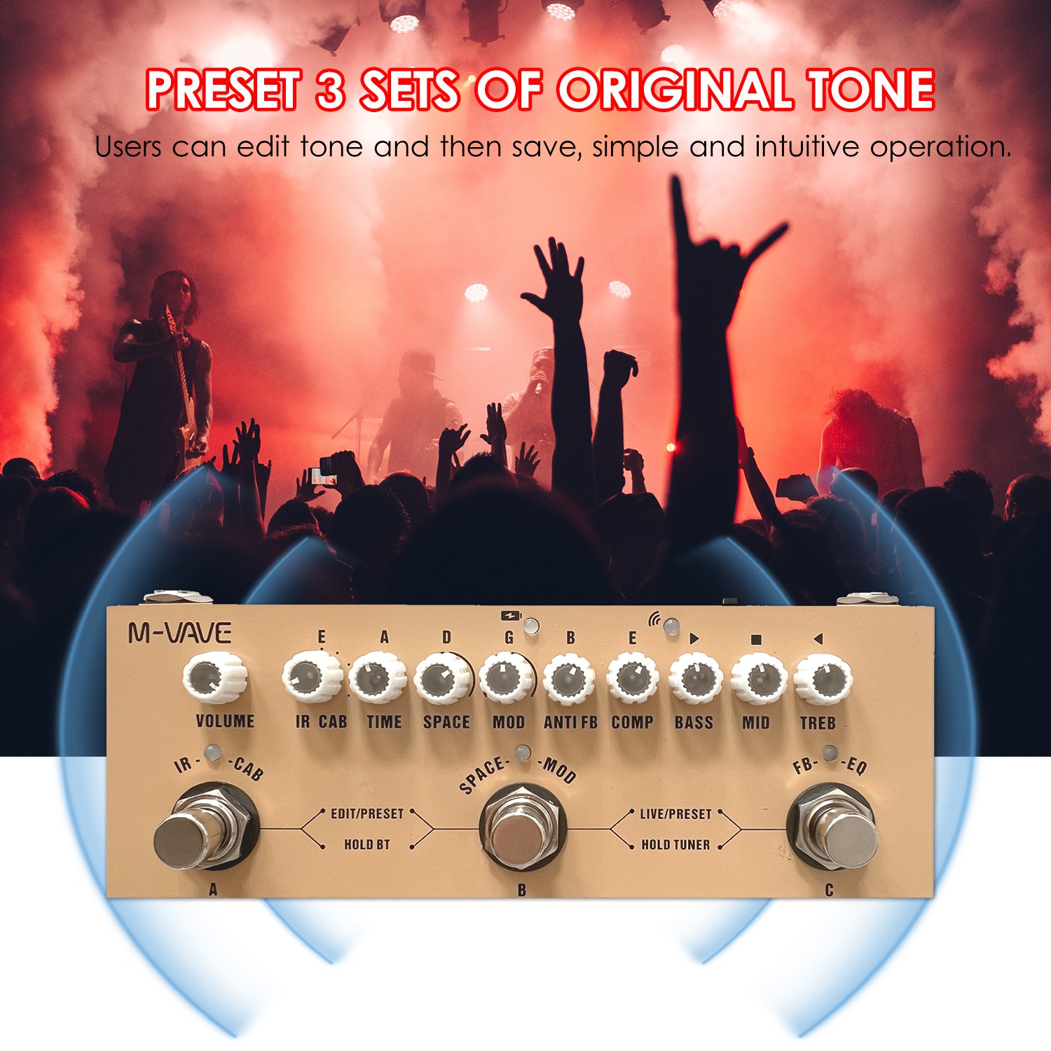 M-VAVE CUBE AC Portable Multifunctional Acoustic Guitar Combined Effect Pedal