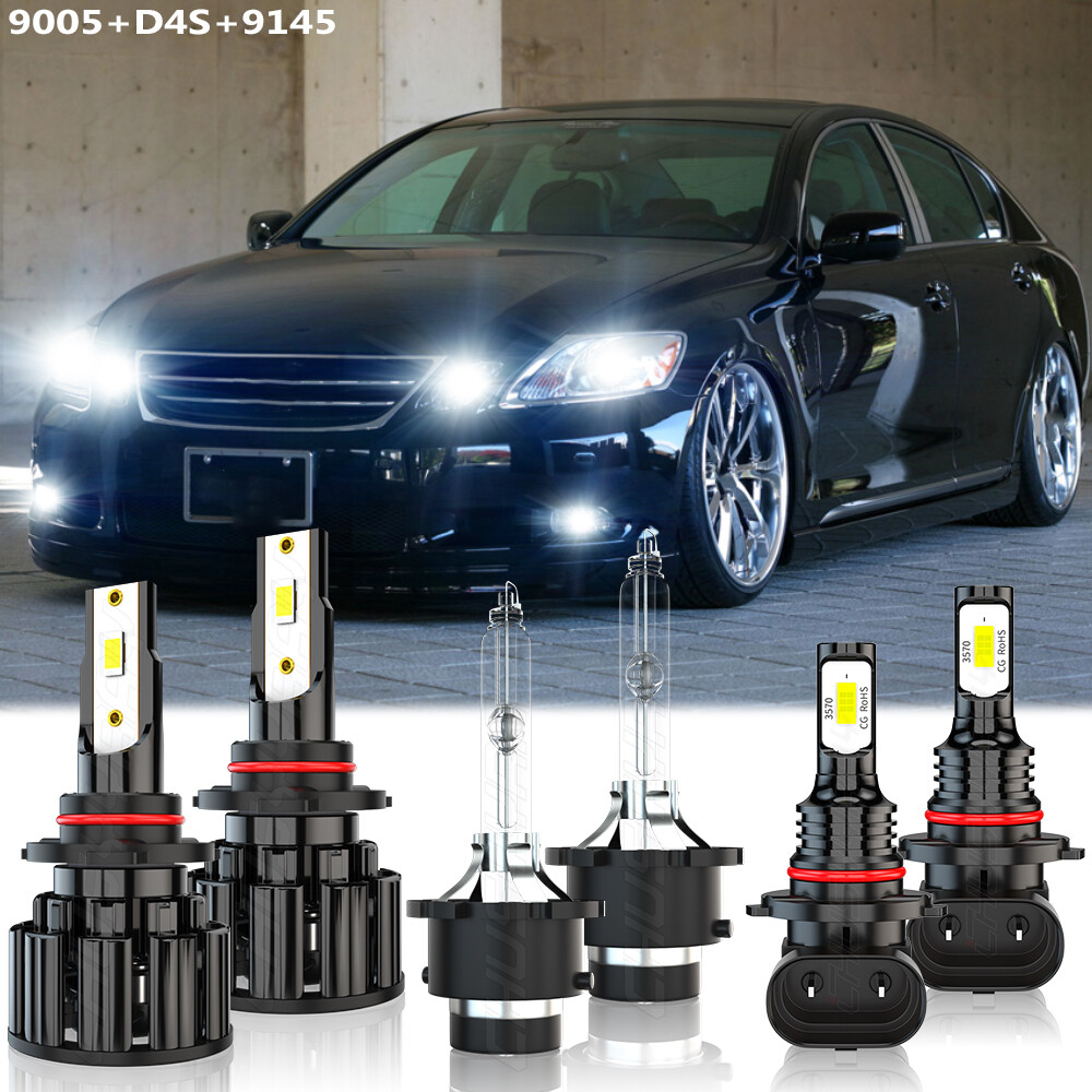 For 2006 Lexus GS300 6pcs LED HID Headlight High&Low Beam + Fog Light Bulbs Kit