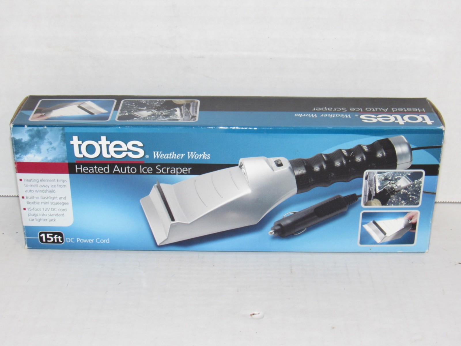 NEW Totes Heated Auto Ice Scraper & Squeege 15 Ft 12 V DC 71588 Car Plug-In