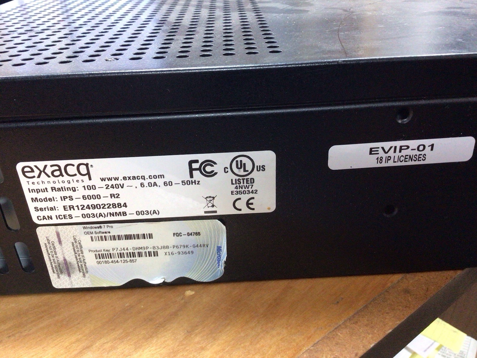 Untested ExacqVision Technologies IPS-6000-R2 AS IS
