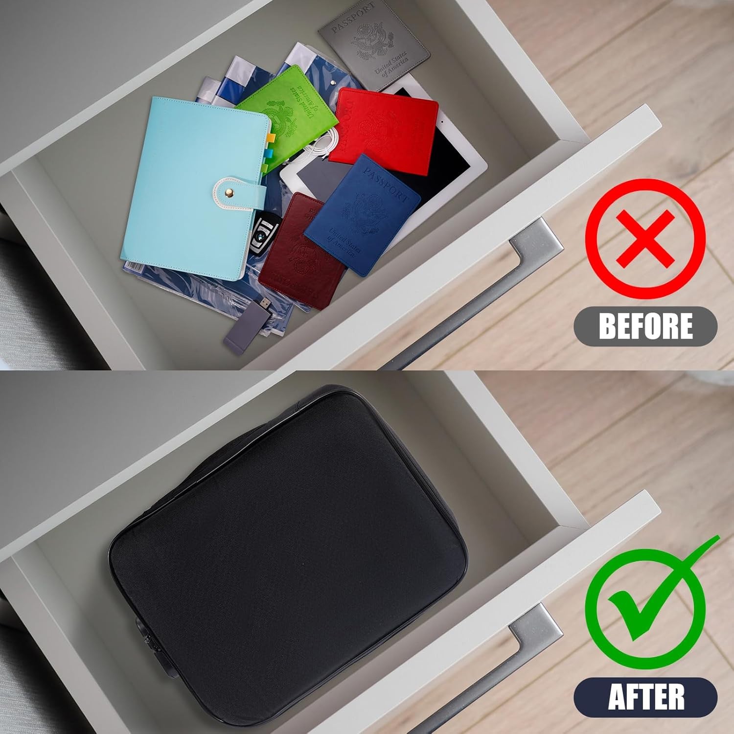 Fire Proof Waterproof Document Box with Lock File Storage Organizer Box Safe Bag