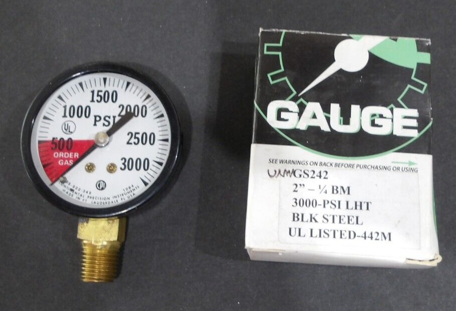 New Continental CPI GS242 3000 PSI LHT Pressure Gauge 2" Dial 1/4" NPT