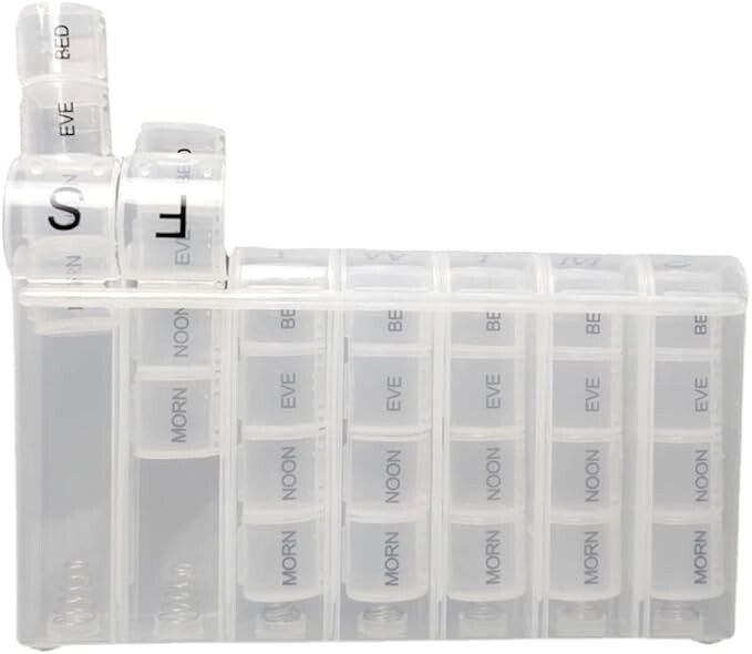 7 Day Pill Box Organizer Weekly Medicine Storage Container Vitamins (2 PACK) NEW