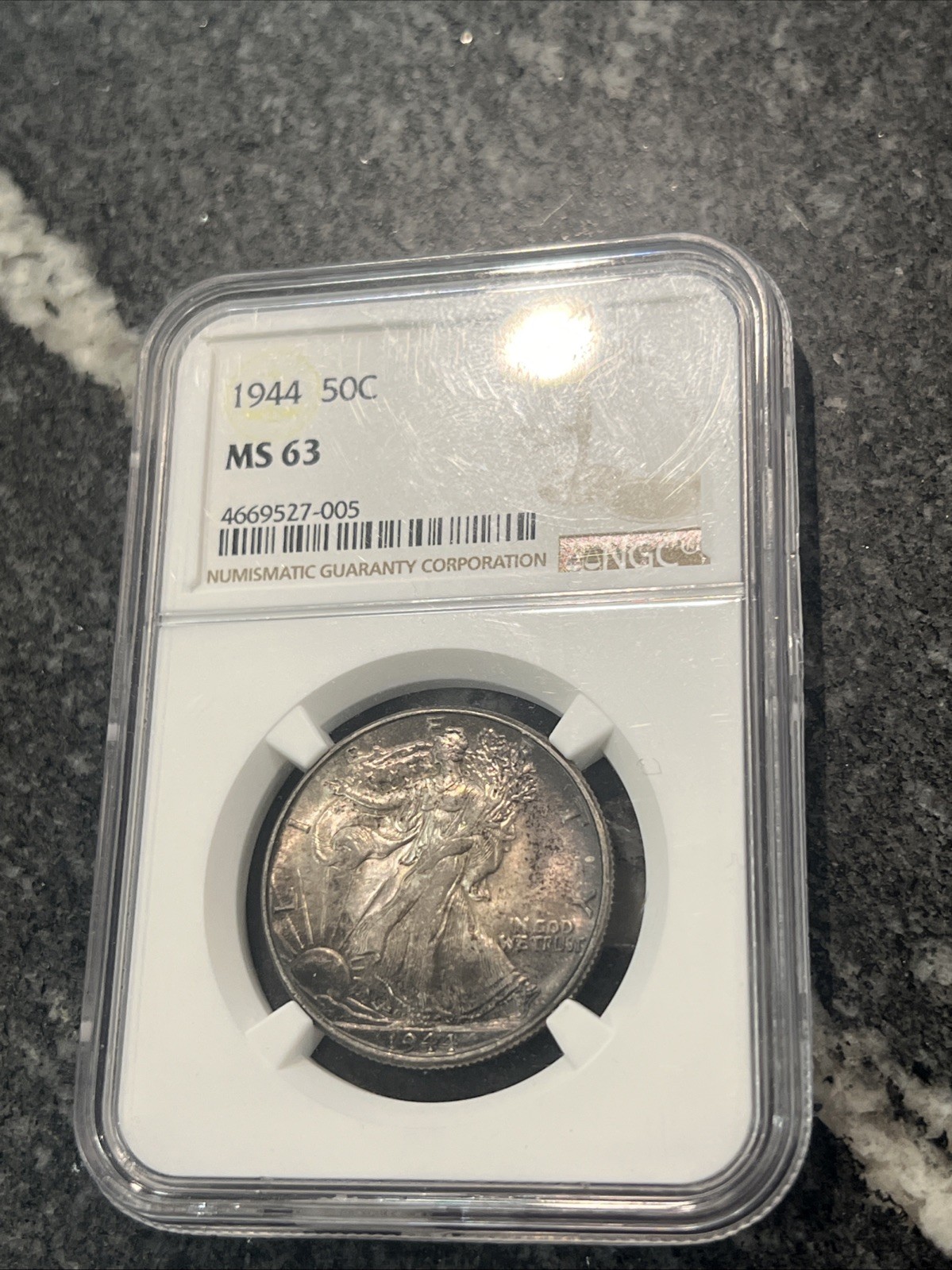 1944 MS63 Walking Liberty Half Dollar NGC Silver TONED
