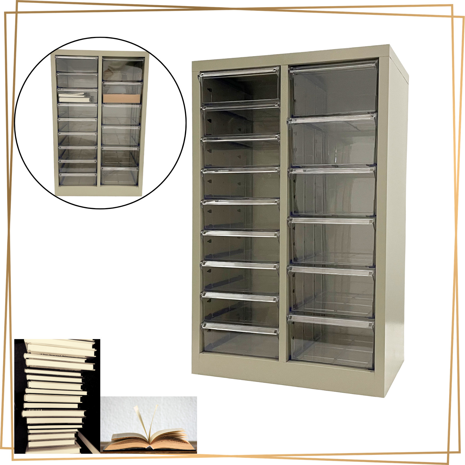 15 Drawer Storage Cabinet Multi-purpose Office File Book Organizer Cabinet