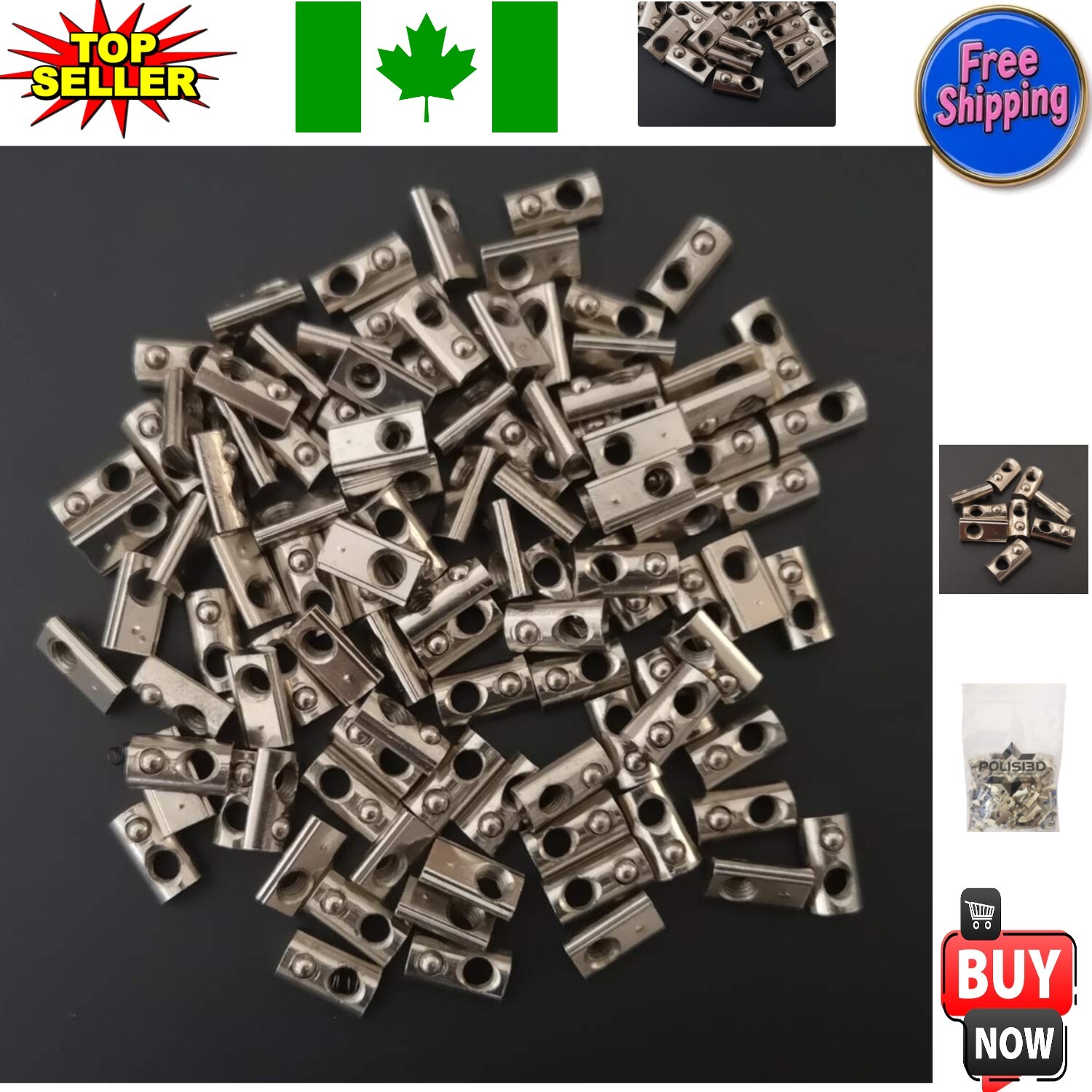 Spring Loaded M5 T-Nuts - 100 Pack for Secure 20 Series Aluminum Projects
