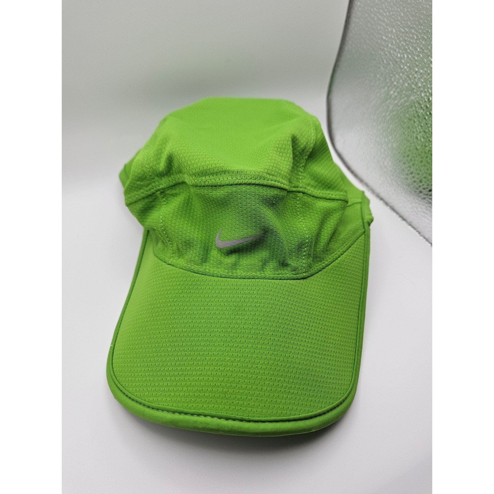 Nike Dri-FIT Running Cap Neon Volt Green Adjustable Mesh Reflective Performance