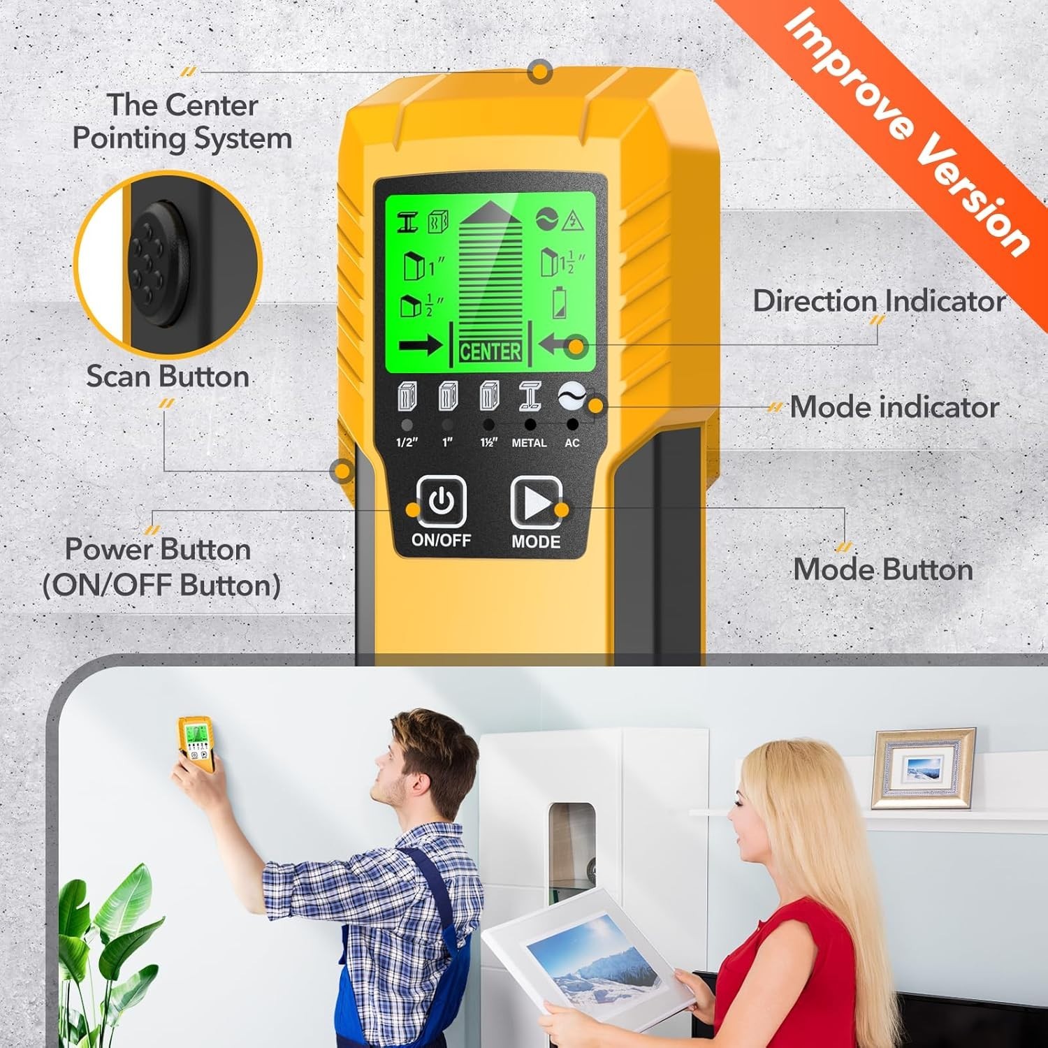 Escaner De Pared Stud Finder - Detector De Madera Electrico 5 En 1, Escaner NEW