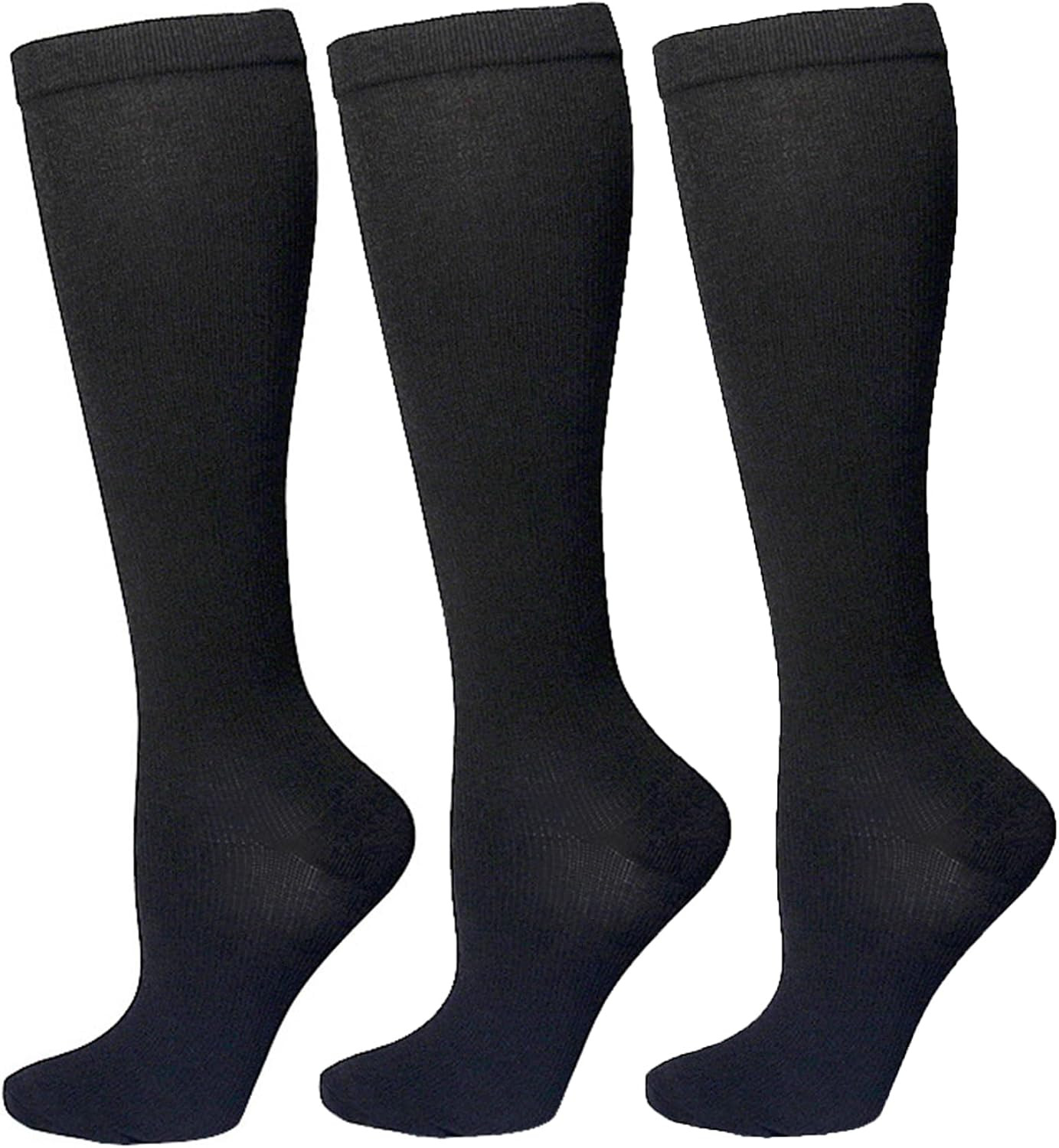 Bestjybt 3 Pairs Compression Socks for Women & Men Large-X-Large, Black