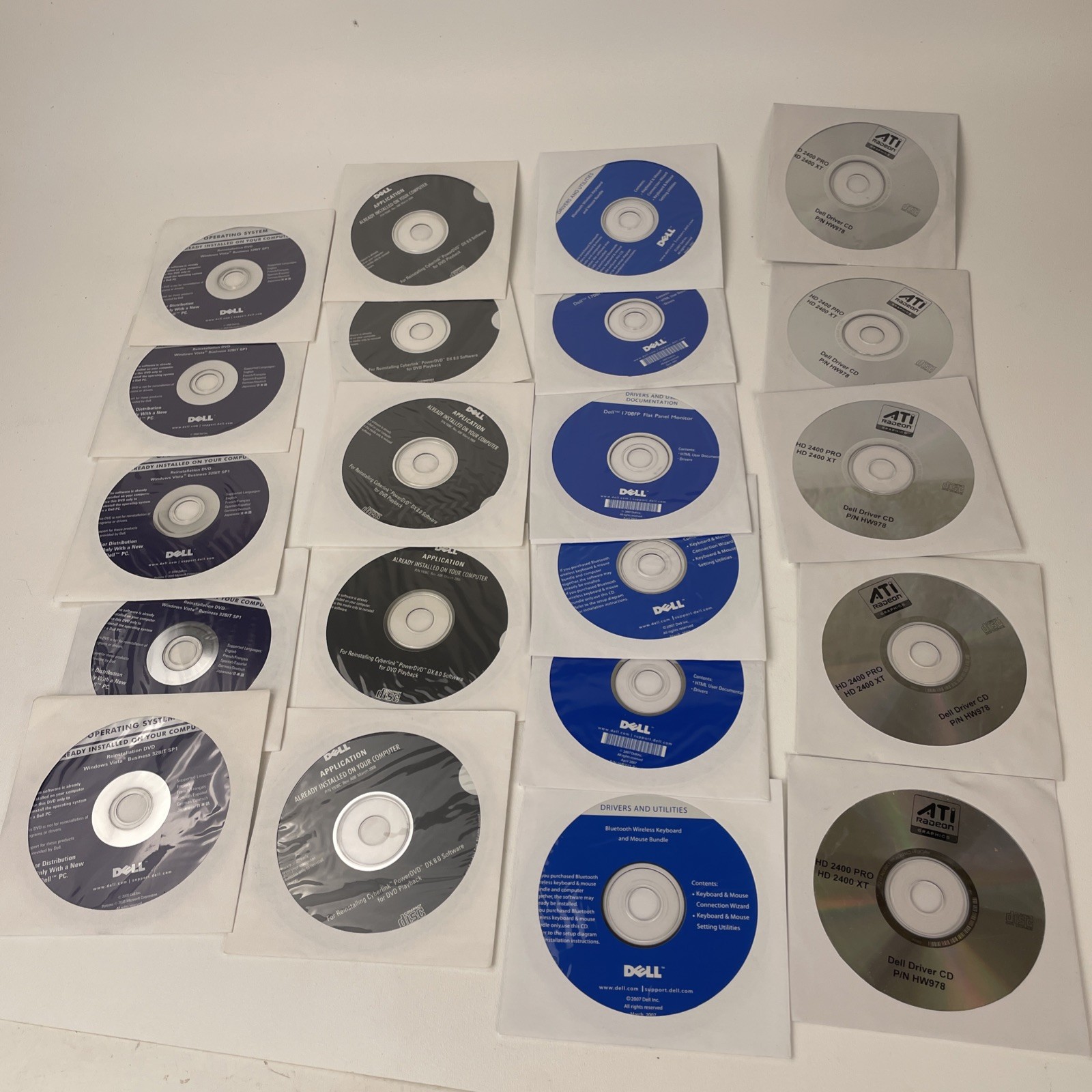 Bulk Lot 18 Dell Installation Discs Windows Vista Business CyberLink ATI Drivers