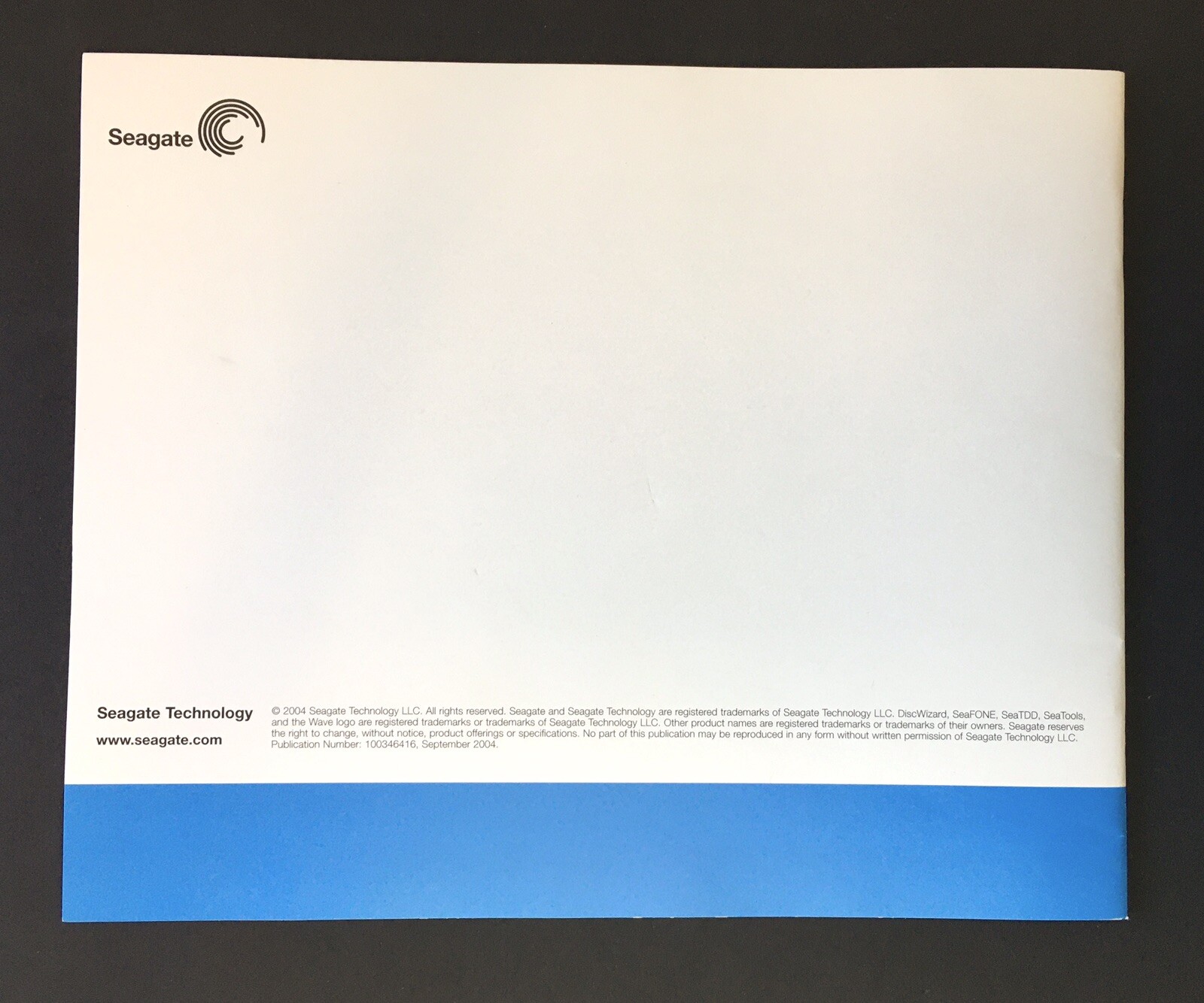 Seagate Internal Hard Drive Quick Start Guide (Manual Only) Ultra ATA/100 2004