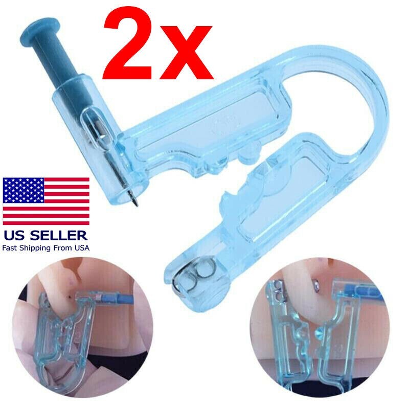2Pcs Piercing Gun Disposable Sterile Ear Nose Piercing Kits Ear Rings Studs
