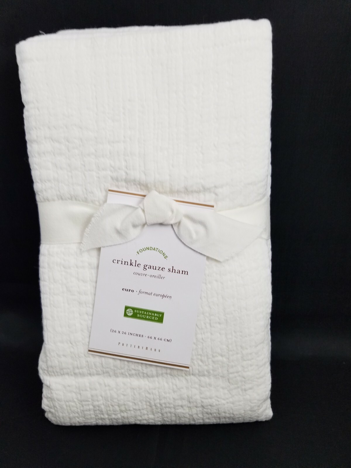 Pottery Barn Crinkle White Gauze Euro Sham White #3116