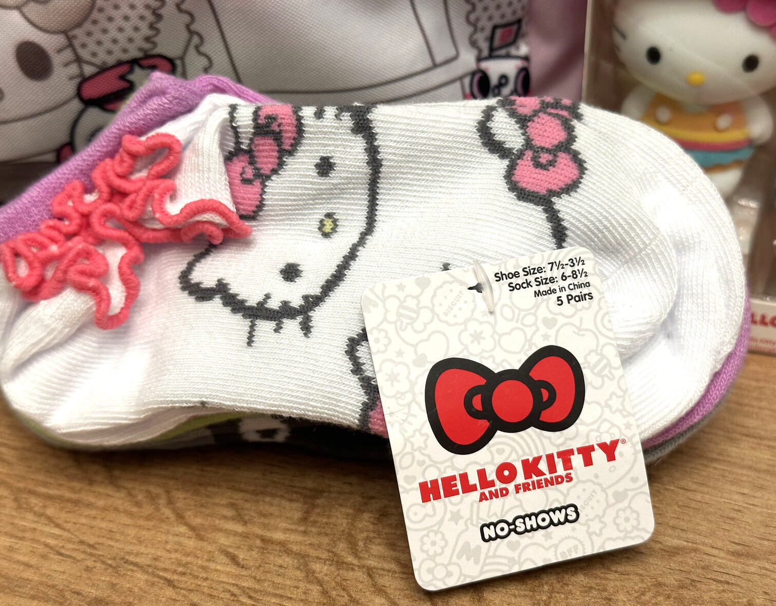 Hello Kitty 10" Backpack, Hello Kitty Tumbler, HK 5 socks & 2 Flocked Figure Set