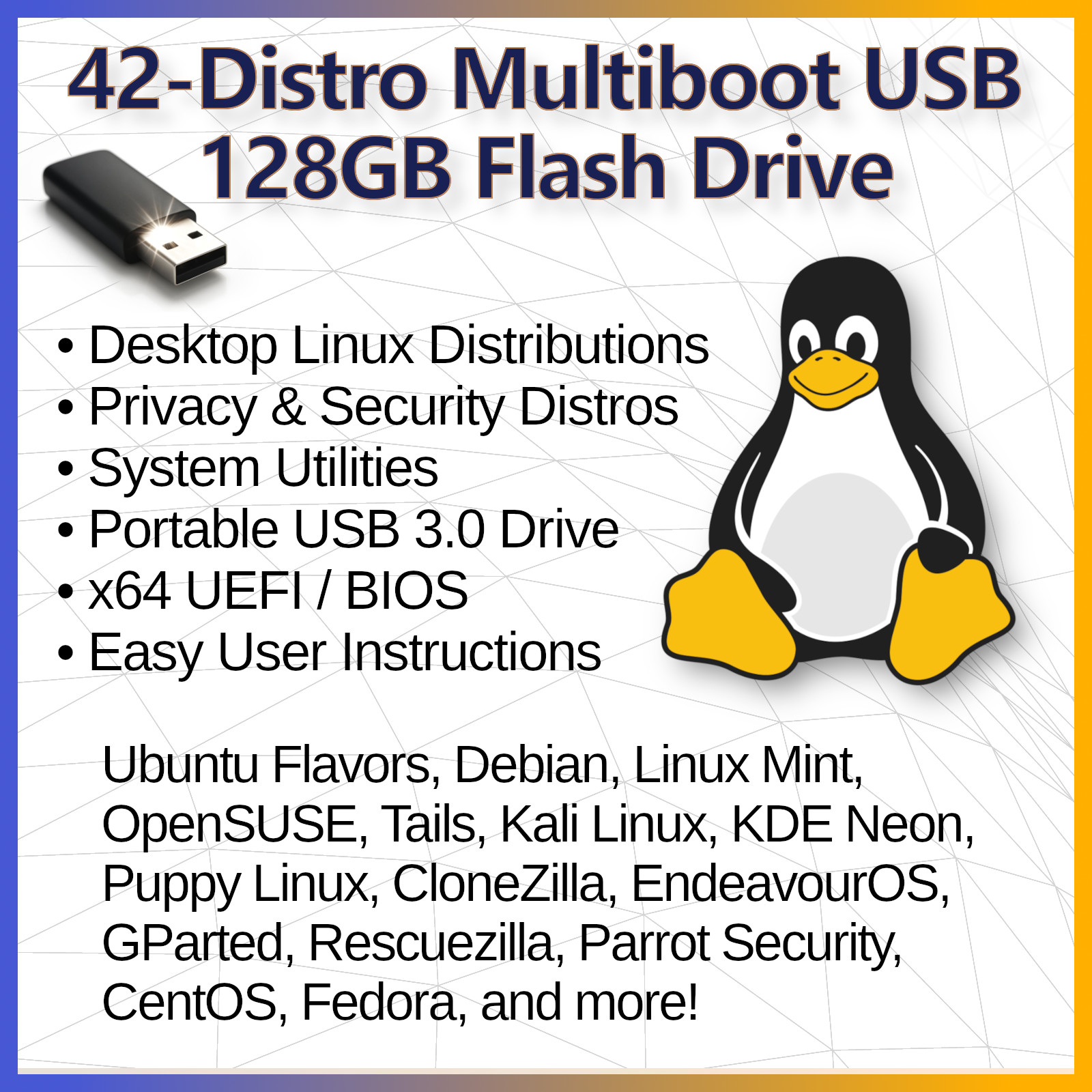 42-in-1 Linux Multiboot 128GB USB Flash Drive