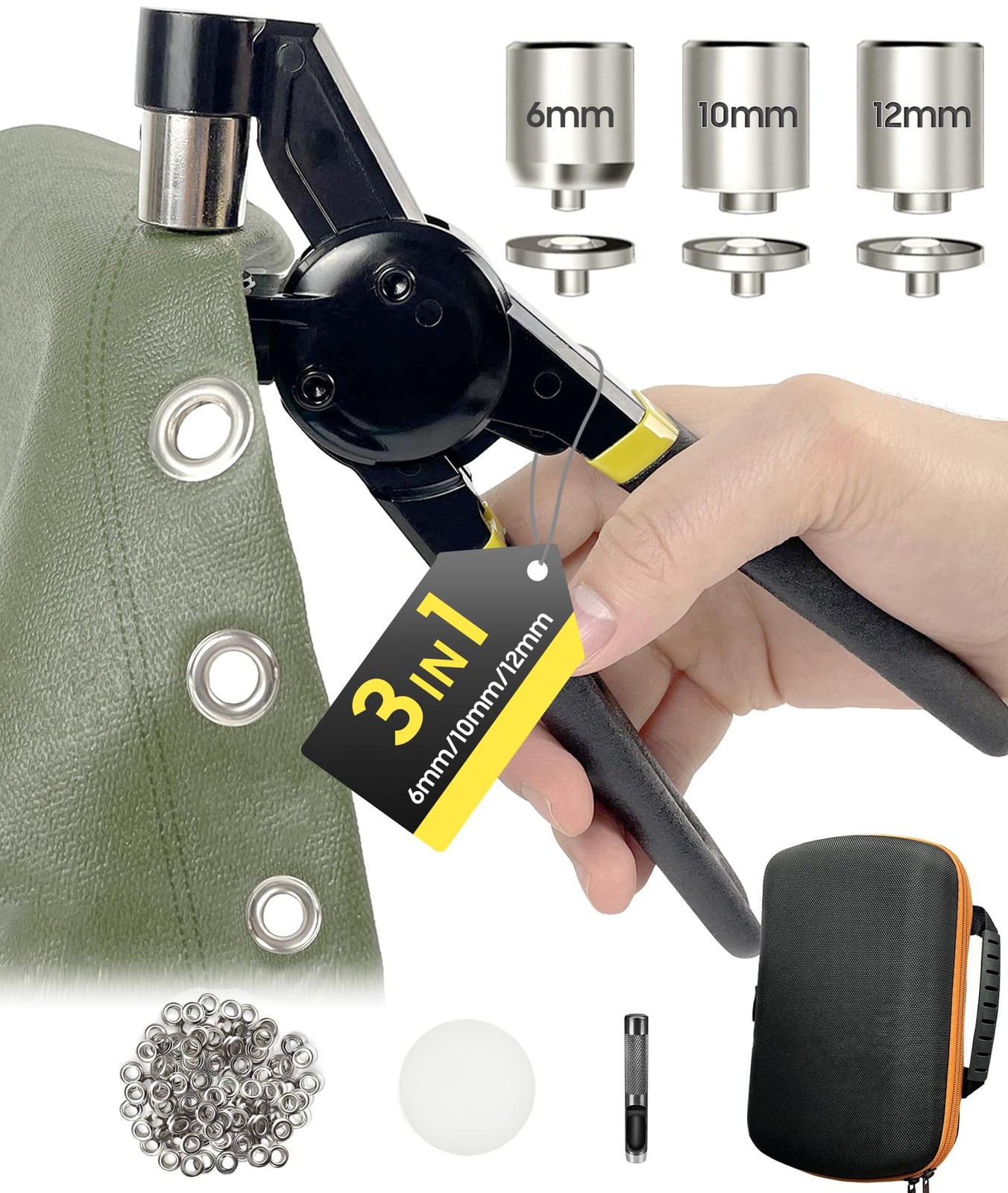 HAPDEN Grommet Tool Kit 1/2 1/4 3/8 Multi-Size Hole Punch, 608 Pcs Heavy Duty...