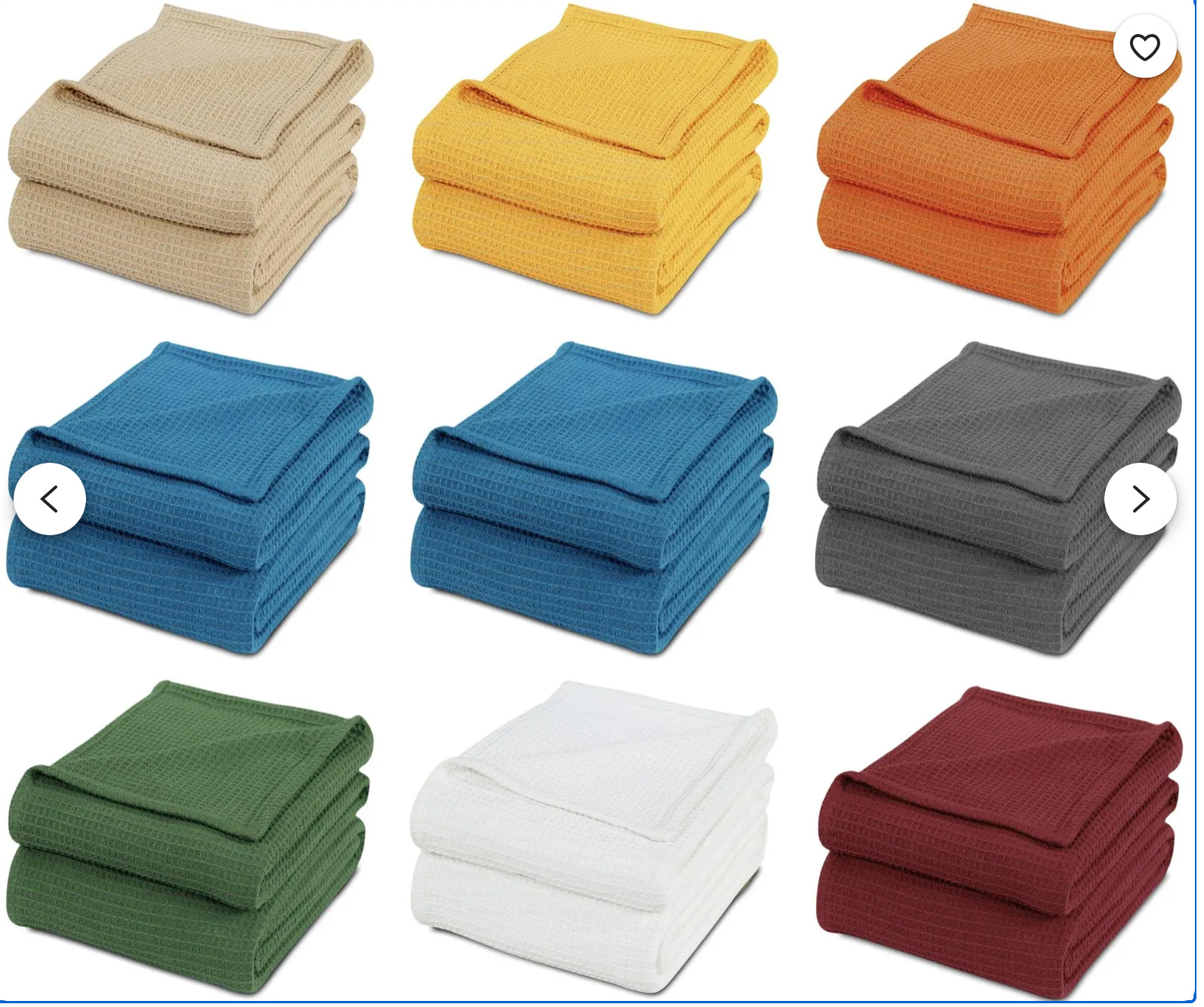 100% Ring Spun Cotton Waffle Bed Blanket Woven Light Weight Blanket
