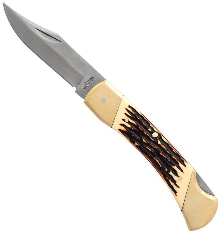Schrade Uncle Henry Papa Bear 8.70" Lockback Staglon Handles Leather Sheath LB8