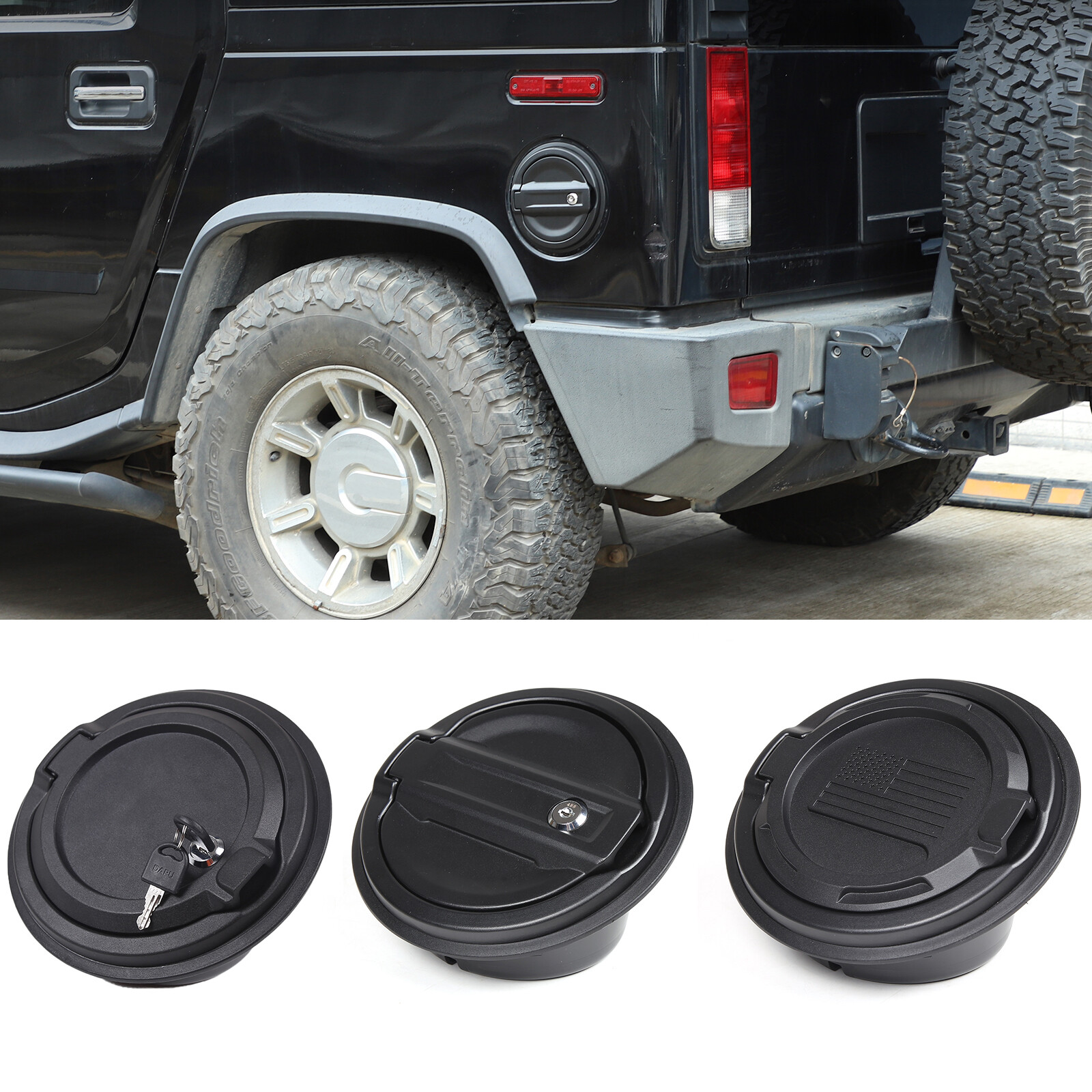 Aluminum alloy Gas Tank Cap Fuel Filler Door Cover Locking Fit Hummer H2 2003-09