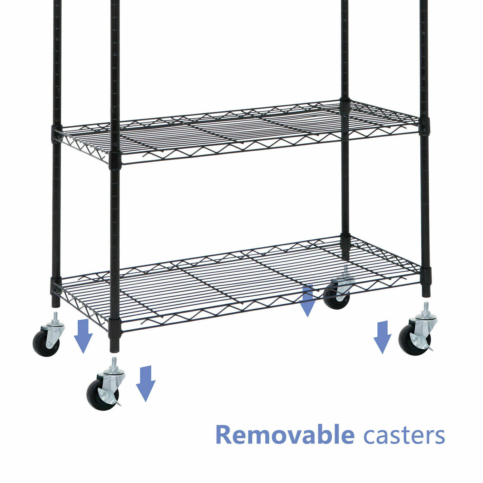 2X 5 Layer Unit Wire Rack Storage Shelf Black Holder Kitchen Display w/ 4 Wheels