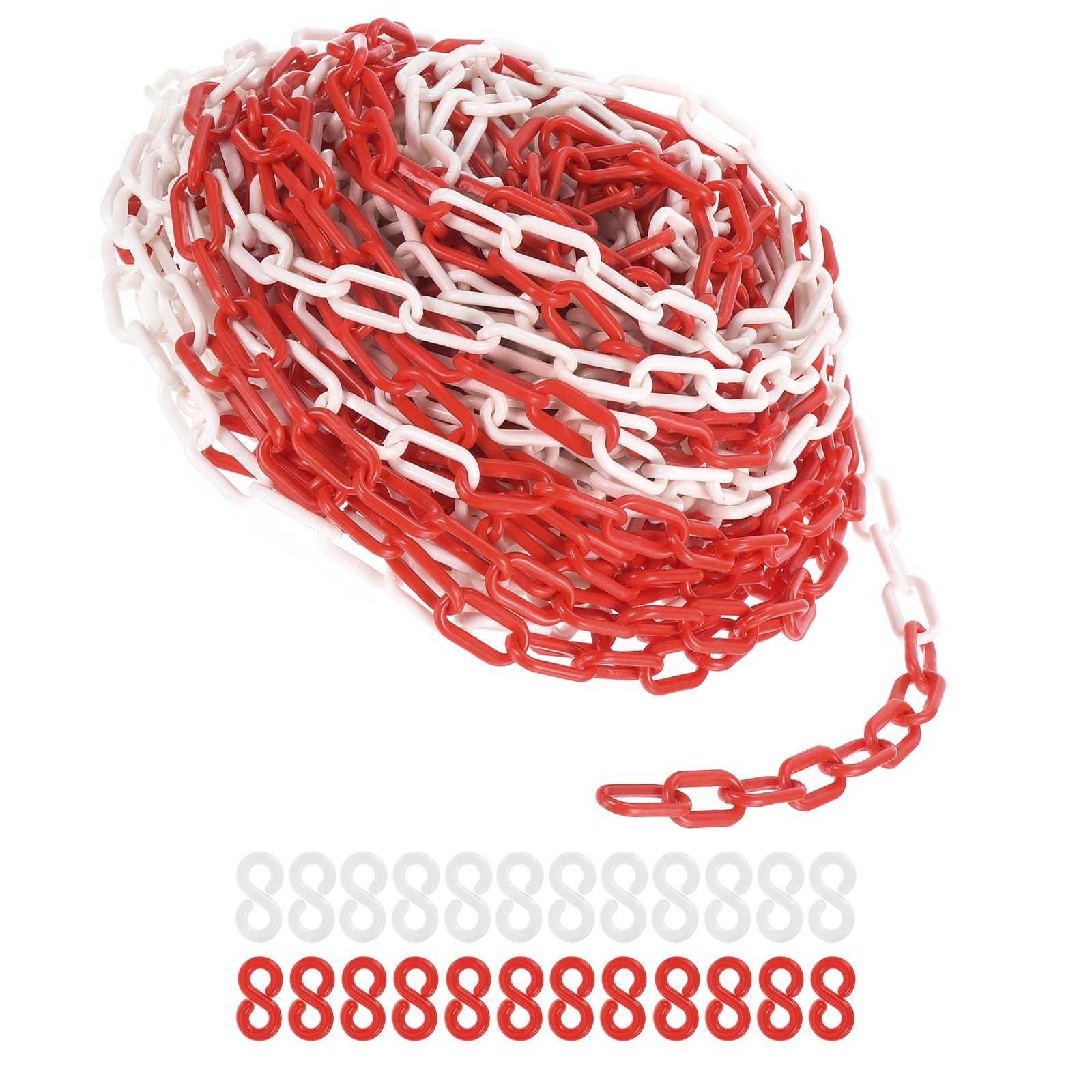 Plastic Chain Links 100 Foot Safety Barrier Chain Red / White