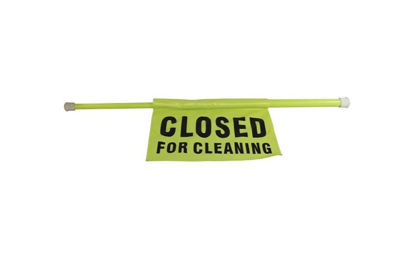 3-Pk Closed for Cleaning Doorway Sign Safety Pole 30" To 44" Doorway Aisle